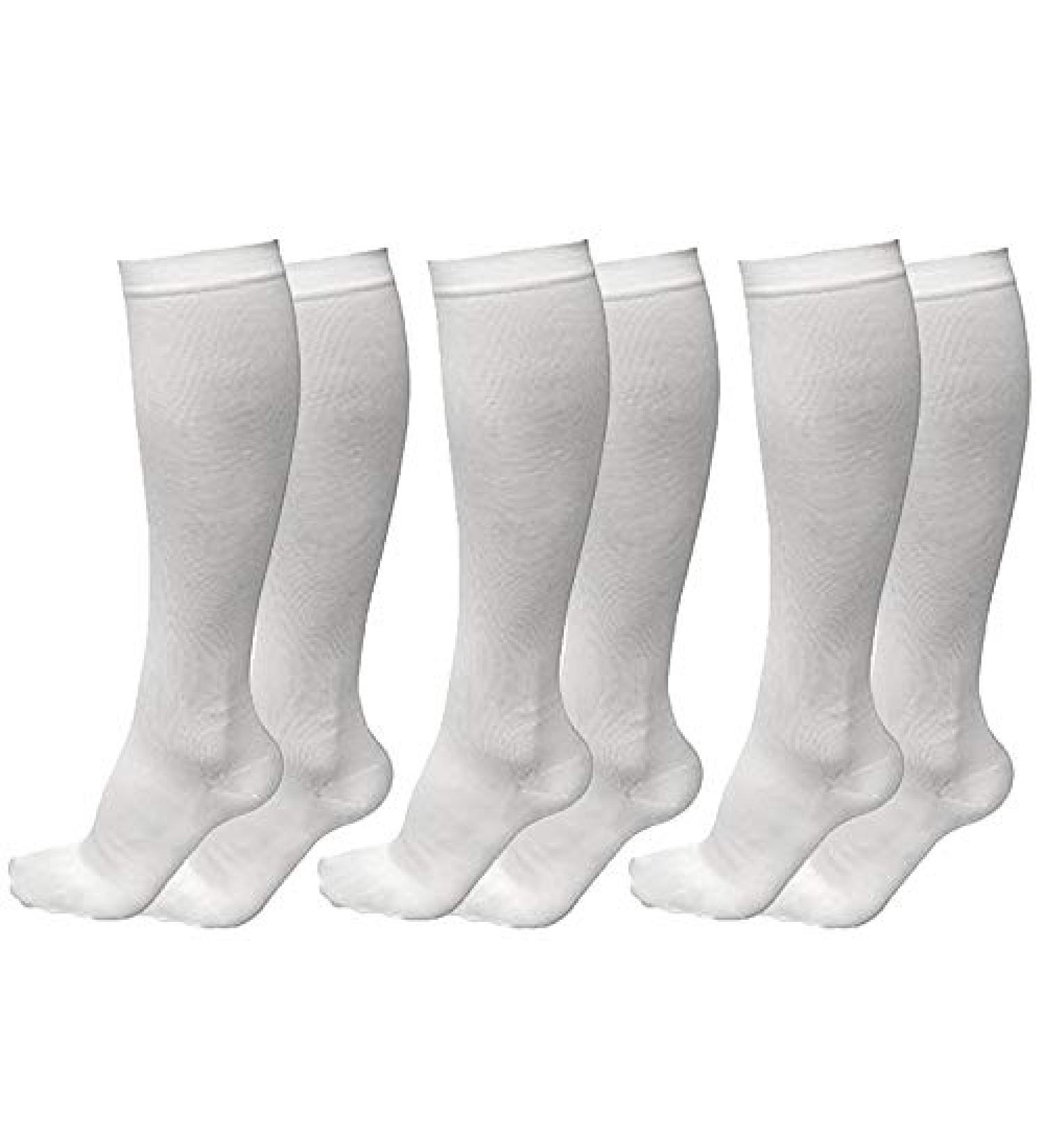 Sodacoda compression socks-3 pack compression stockings for flight travel ride pregnancy sport-(3x white l/xl) L/xL white (L-XL)