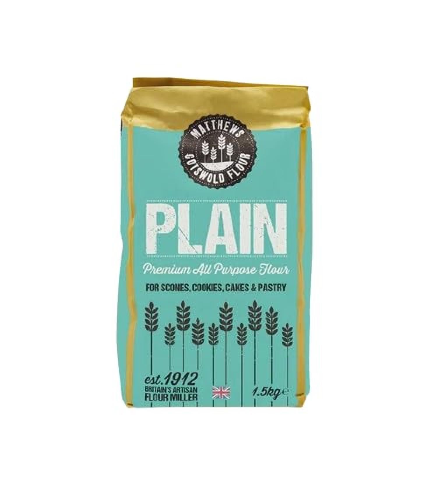 Matthews PremiumPlain All-purpose Flour. Cotswold Plain white (all-Purpose) flour for everyday baking. Matthews mills this plain flour from a blend of the quality soft wheats - Buy Online on SooperMarket.com