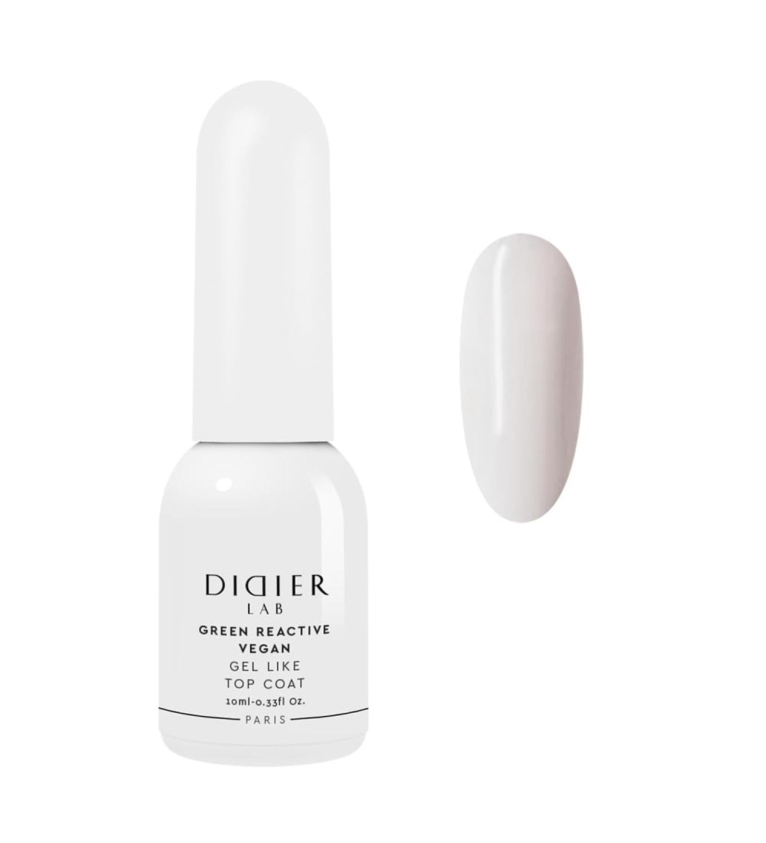Green reactive vegan gel like top coat "Didier Lab" 10ml Vegan Top Coat