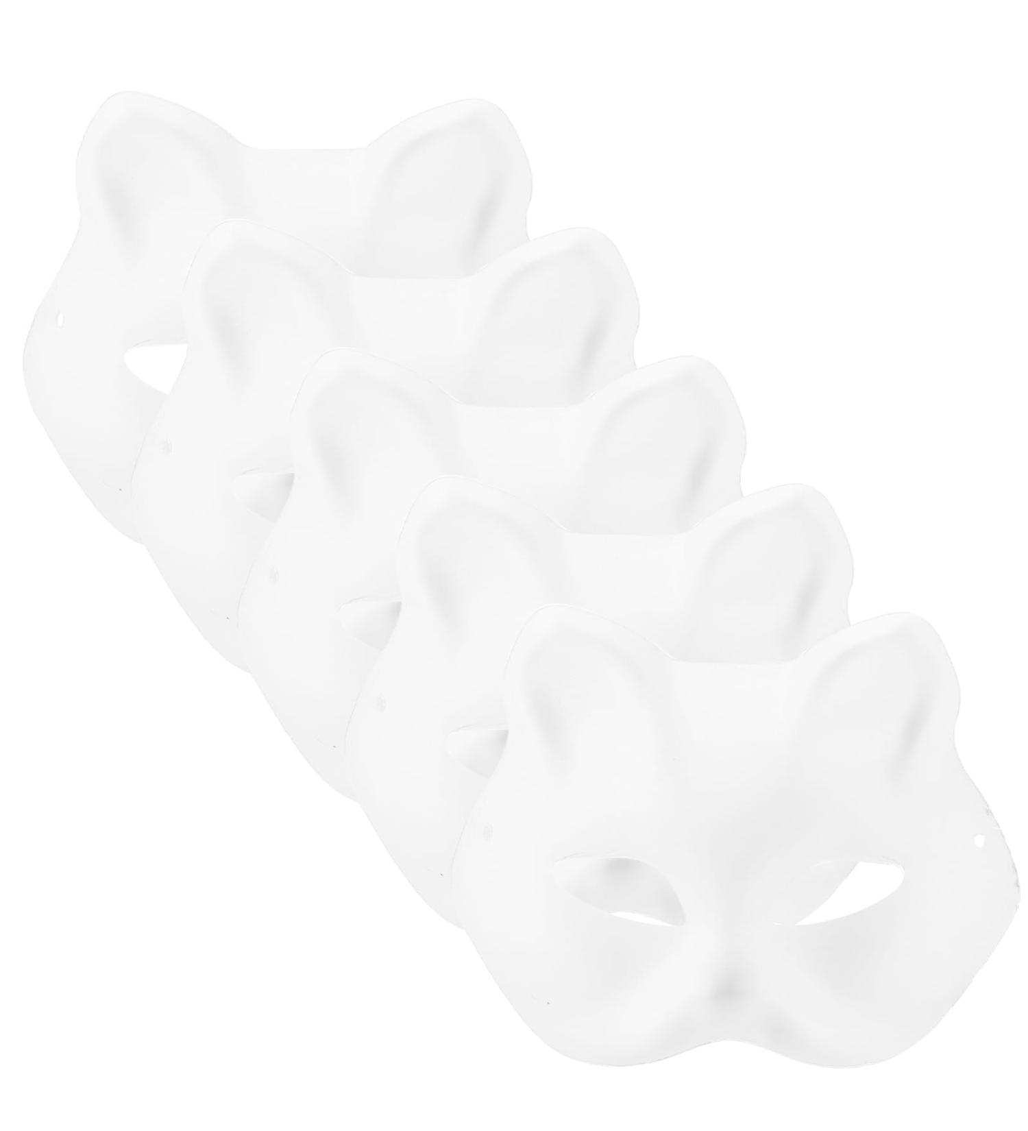 AOKWAWALIY 5pcs White Cat Masks | Blank DIY Halloween & Cosplay Half Face Masks | Perfect Masquerade Party Supplies - Buy Online on SooperMarket.com