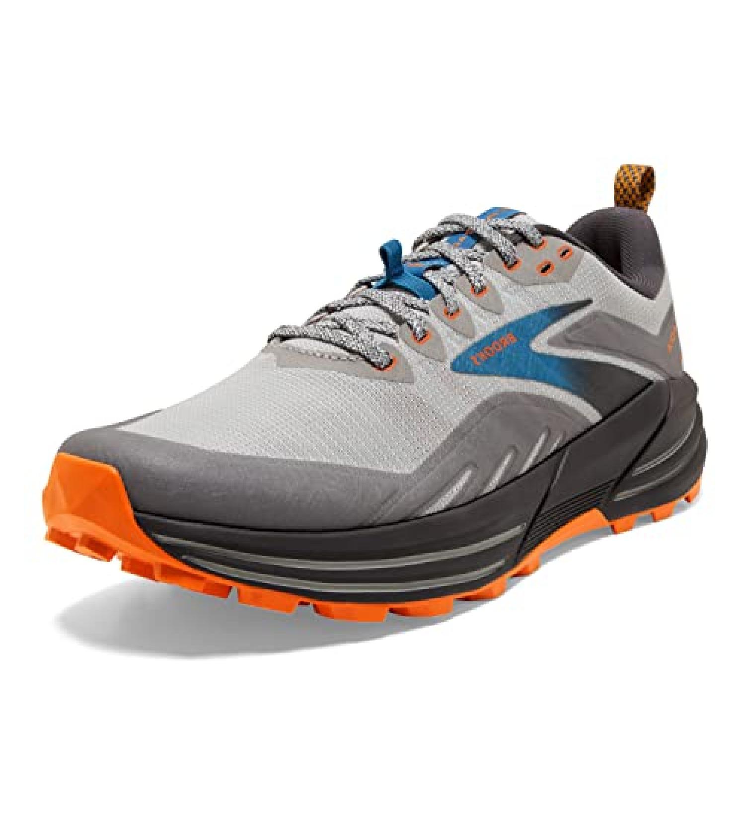 Brooks Cascadia 16 Men's Trail Running Shoe - Oyster Mushroom/Alloy/Orange - Size 12 - Buy Online on SooperMarket.com