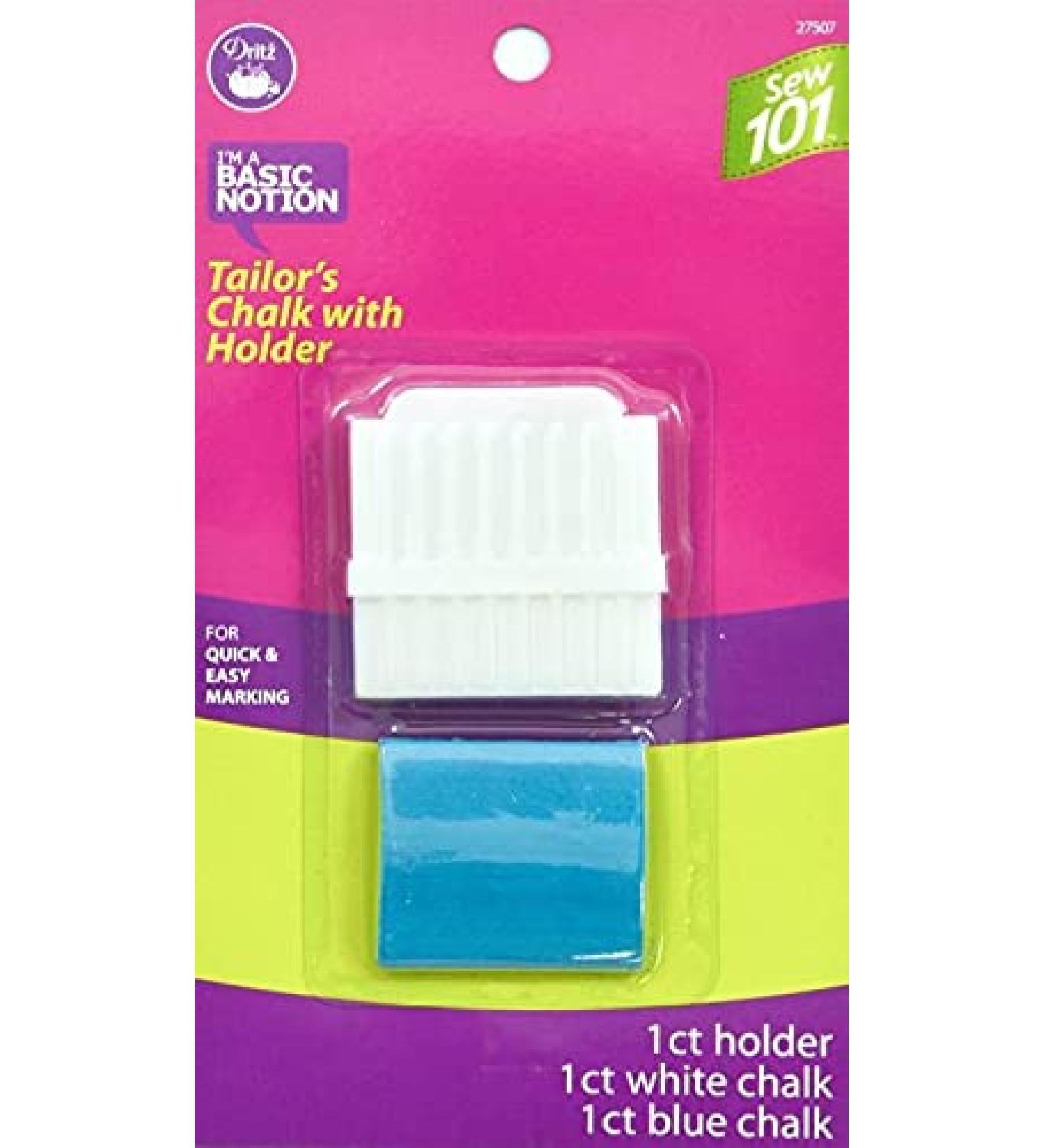 Dritz Sew 101 27507 Tailor's Chalk & Holder with Sharpener  White   Blue