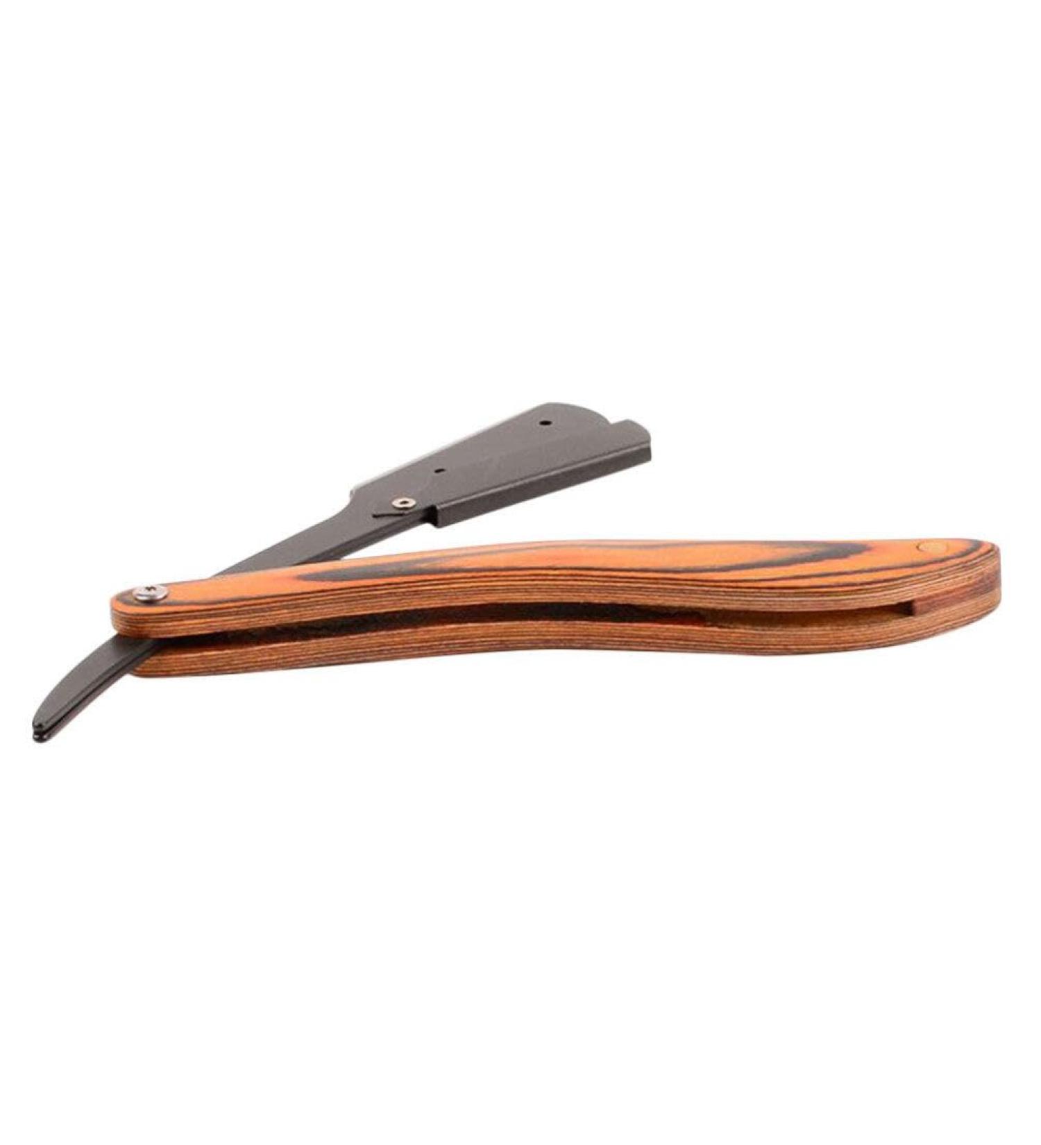 NOLITOY Stainless Steel Folding Razor - Vintage Wooden Barber Shaving & Haircut Supplies for Men - Buy Online on SooperMarket.com