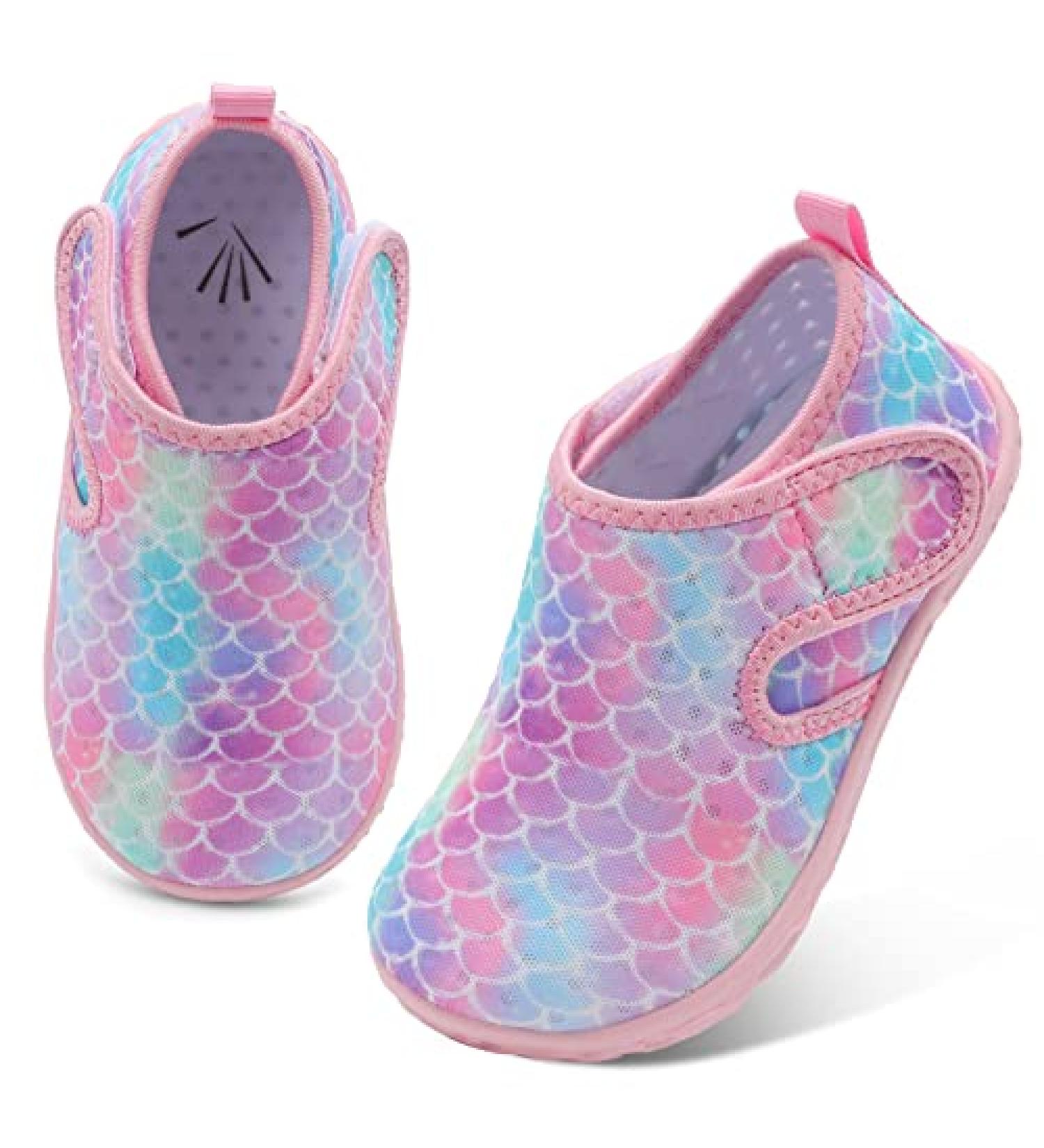 Kids Lightweight Water Shoes | Quick Dry Sneakers for Beach/Swimming | 6.5-7 Toddler Pink Scales - Buy Online on SooperMarket.com