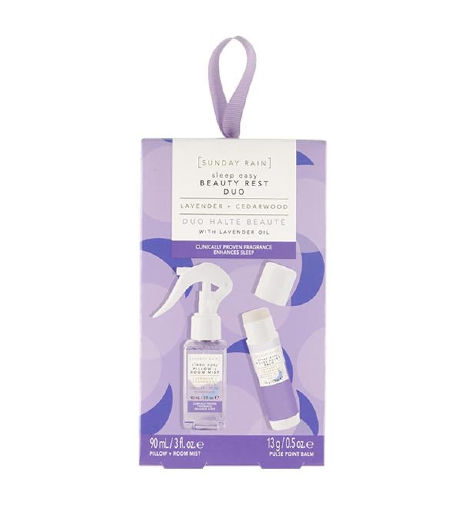 Sunday Rain Sleep Easy Beauty Rest Duo Lavender Scented Vegan and Cruelty Free Pamper Set 13g Pulse Point Balm 90ml Pillow Mist - Buy Online on SooperMarket.com