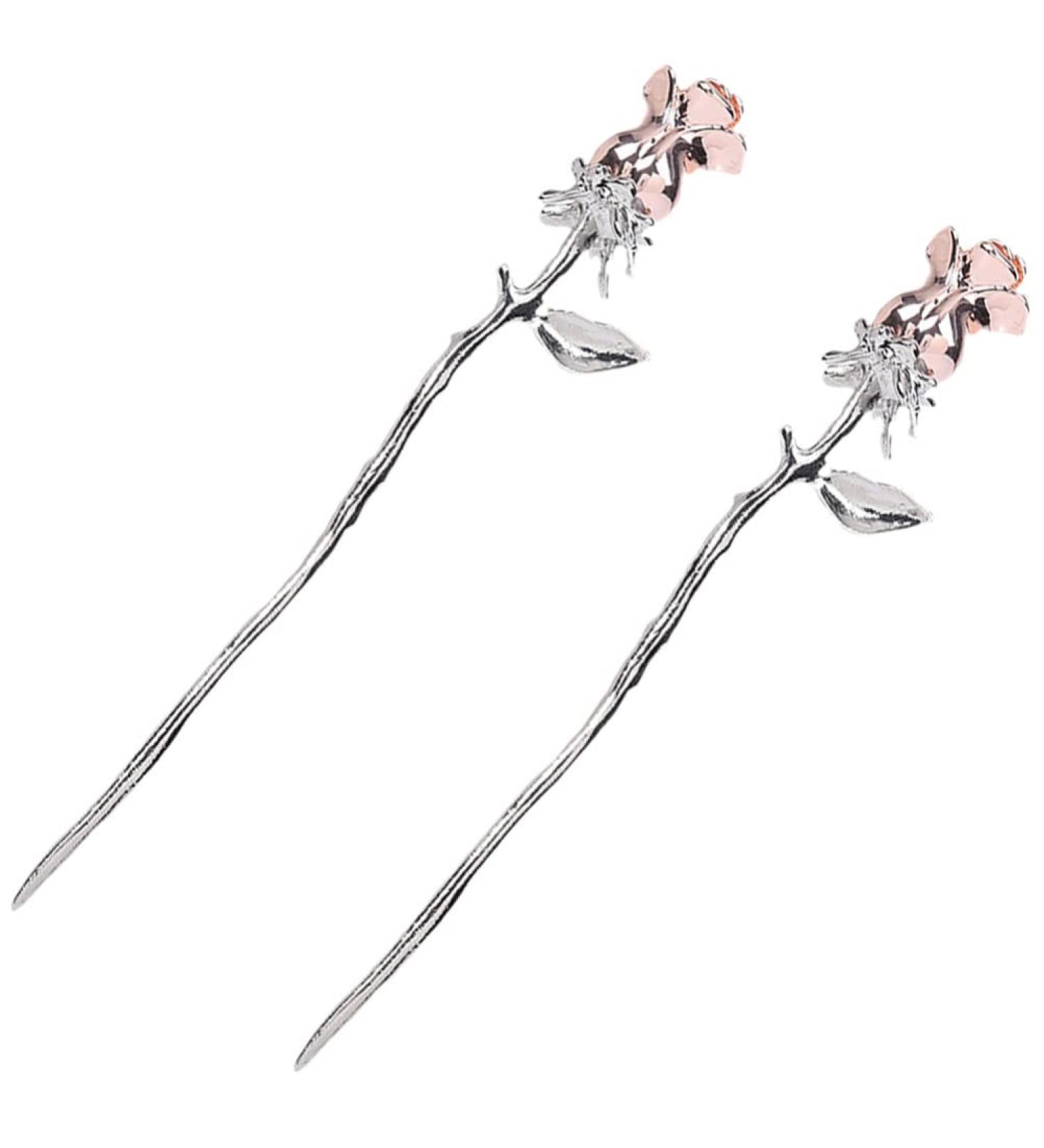 minkissy Metal Chopsticks Metal Chopsticks Rose Metal Hairpin Hanfu Headdress Sticks Bun Hair Pin Chignon Pin Women Girls Hair Accessories Hair Accessories Hair Accessories - Buy Online on SooperMarket.com
