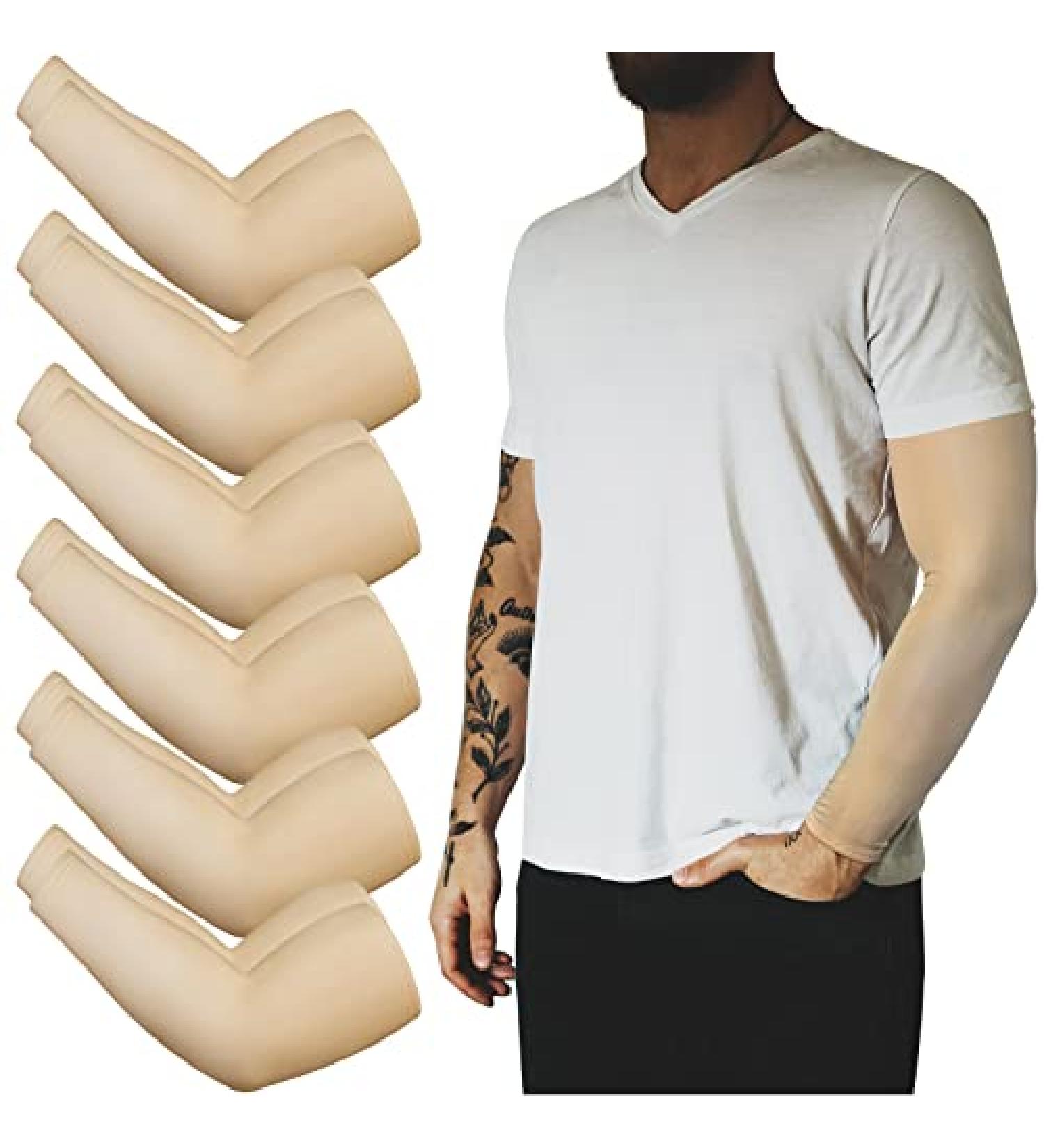 12 Piece Men's Tattoo Cover Sleeve UV Sun Protection Arm Sleeves - Nude Color - Buy Online on SooperMarket.com