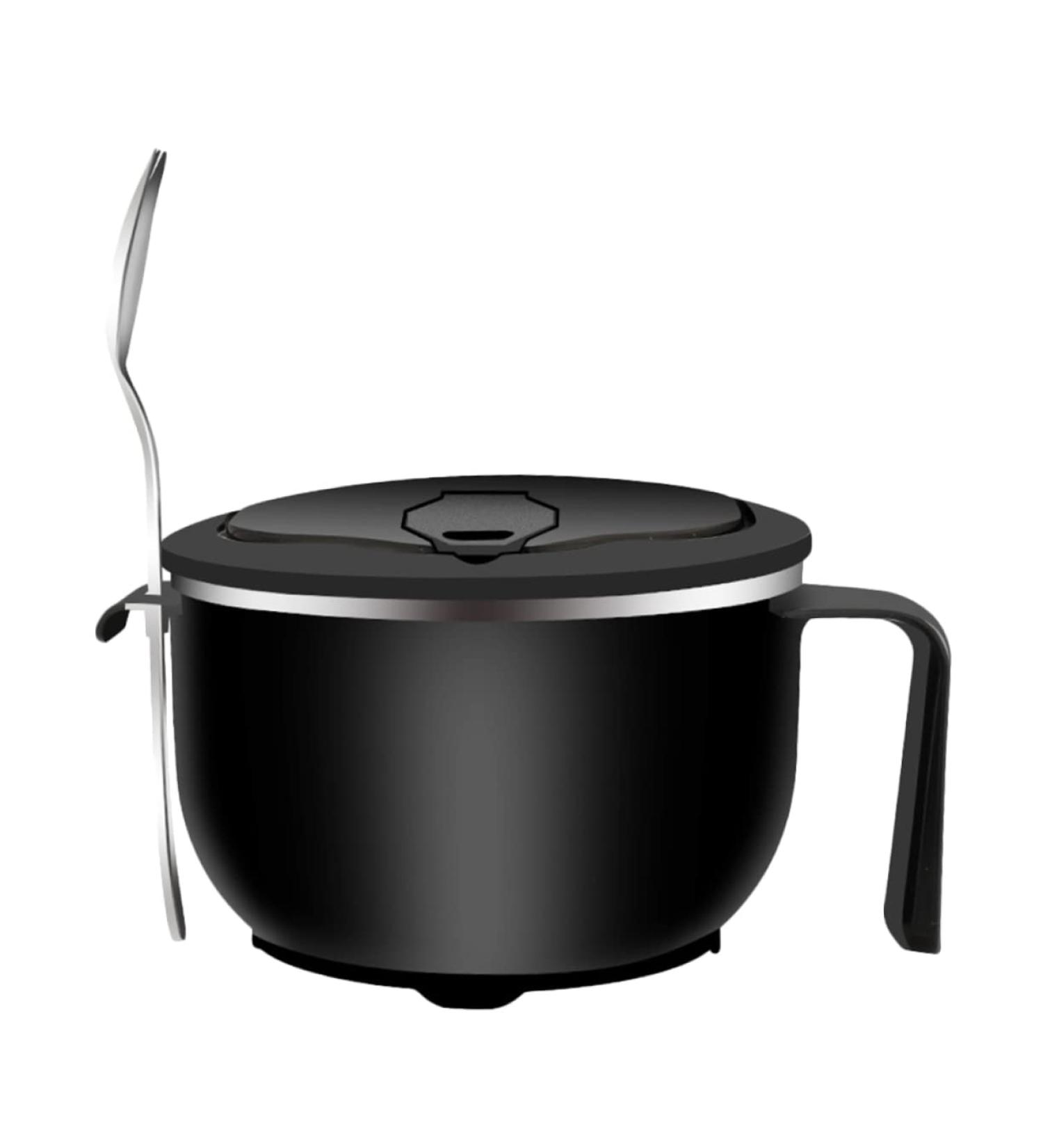 Zerodeko 1 Set Instant Noodle Bowl Food Containers Noodle Bowl with Lid Bowl with Tableware Japanese Ramen Noodles Salad Bowl Lidded Food Bowl Child Chopsticks Stainless Steel 18.50X15.50X11.50CM Black - Buy Online on SooperMarket.com