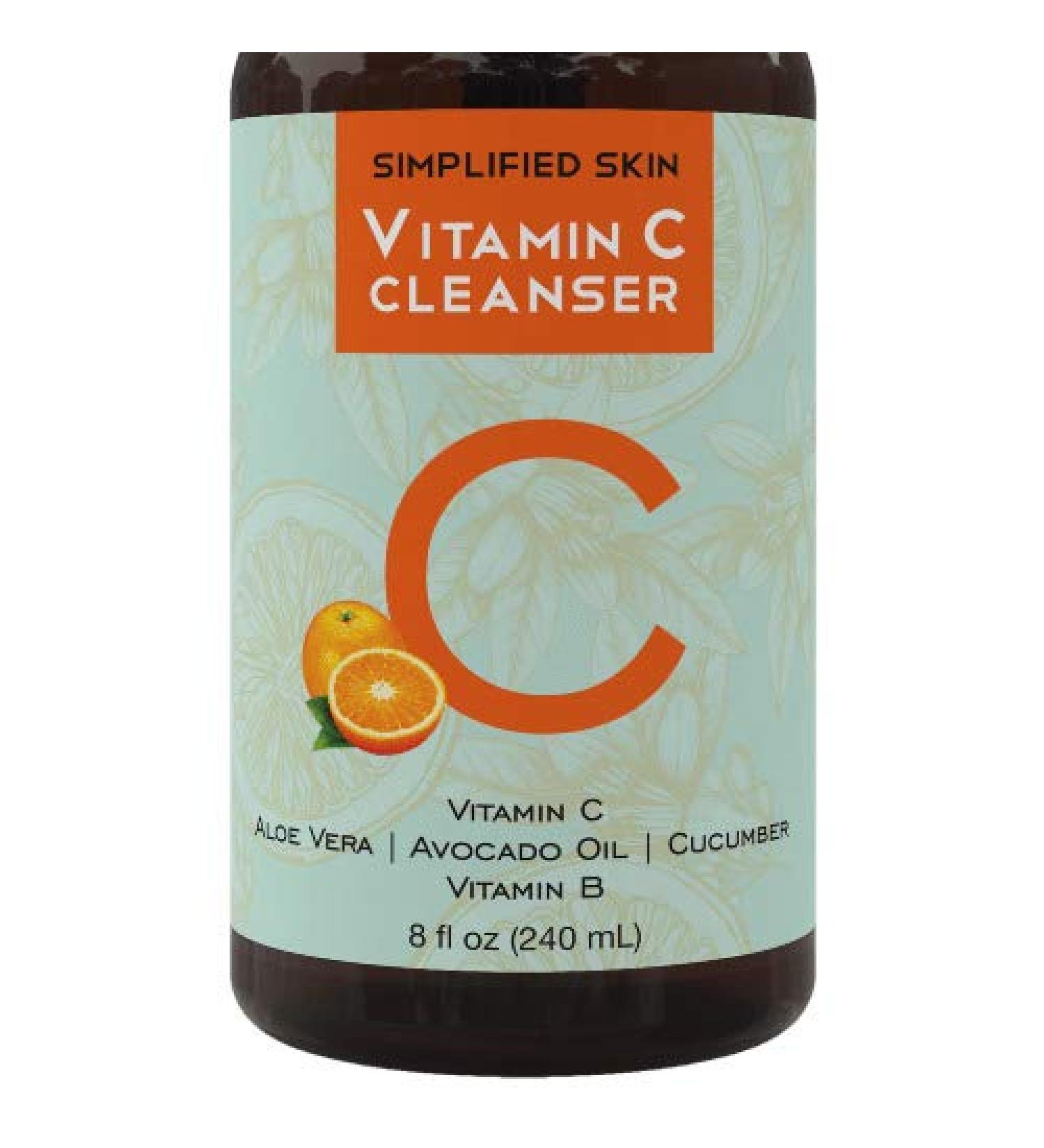 Vitamin C Facial Cleanser | Daily Anti-Aging & Acne Gel | Natural Makeup Remover for Oily, Dry & Sensitive Skin - Simplified Skin - Buy Online on SooperMarket.com