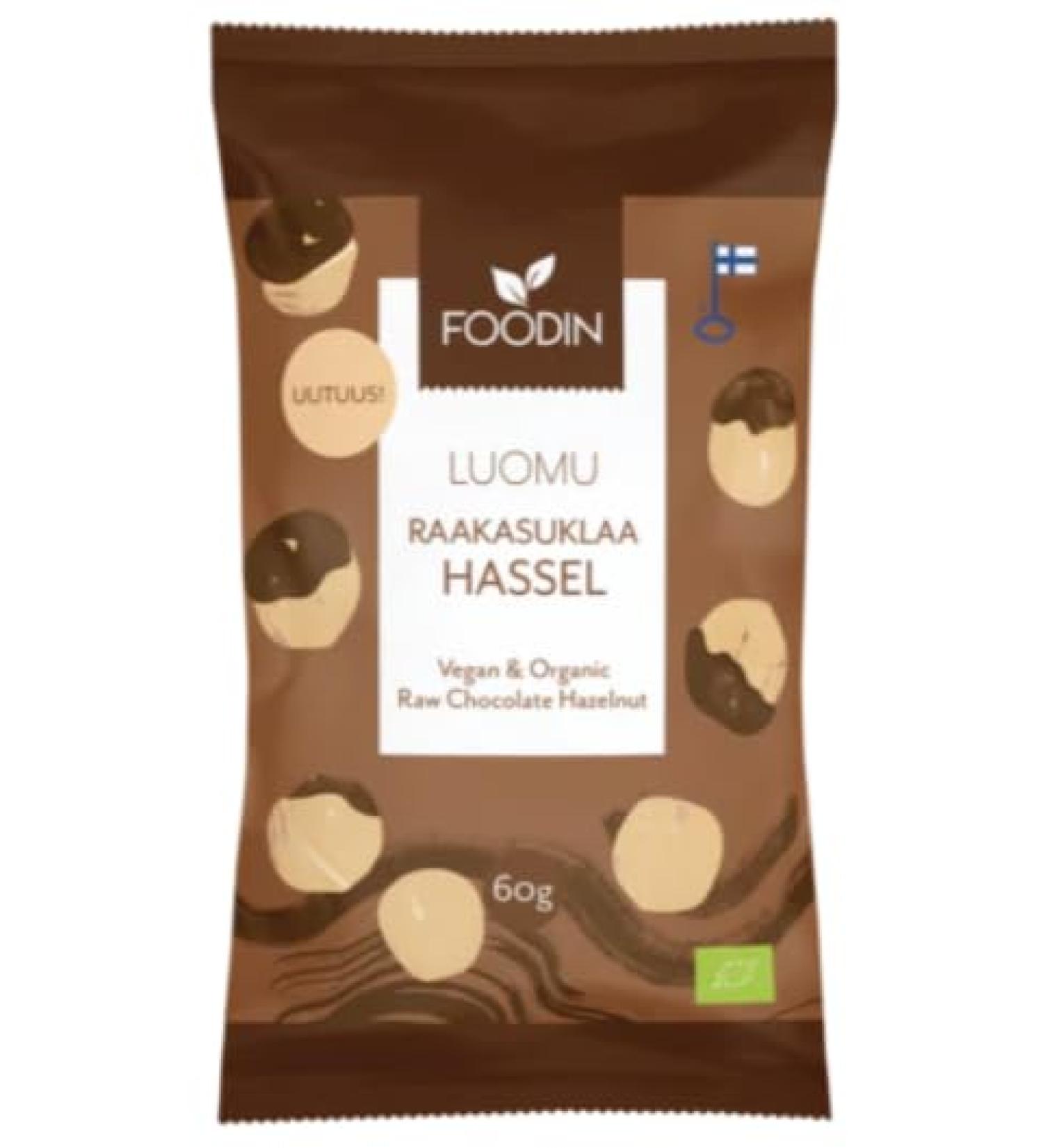Foodin Raw Chocolate Hazelnut Organic 60g Pack of 8