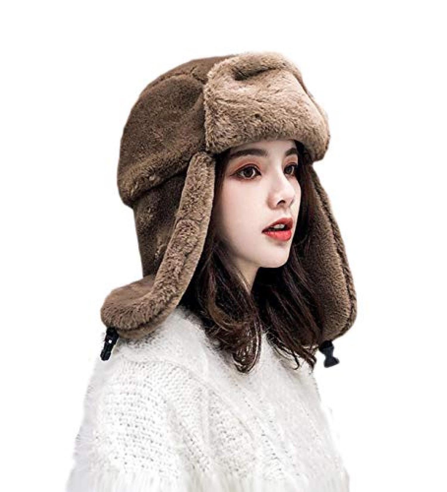 MioCloth Faux Fur Winter Earflap Hat | Russian Ushanka Cap with Fur Lining - Buy Online on SooperMarket.com