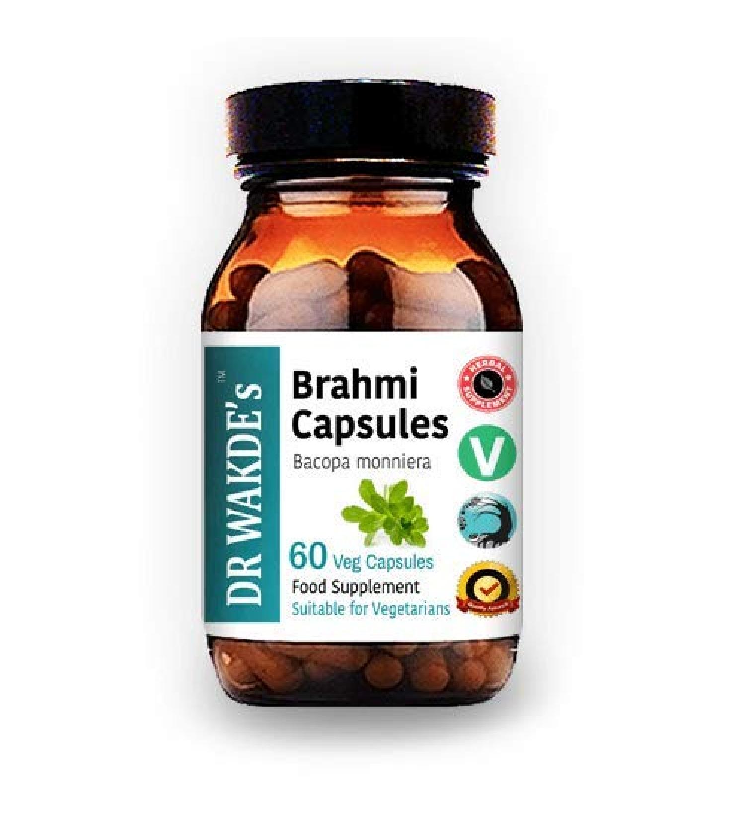 DR WAKDES Brahmi Capsules - 60 Vegan Ayurvedic Supplement for Mental Clarity & Focus | Bacopa Monnieri Herbal Natural Remedy - Buy Online on SooperMarket.com