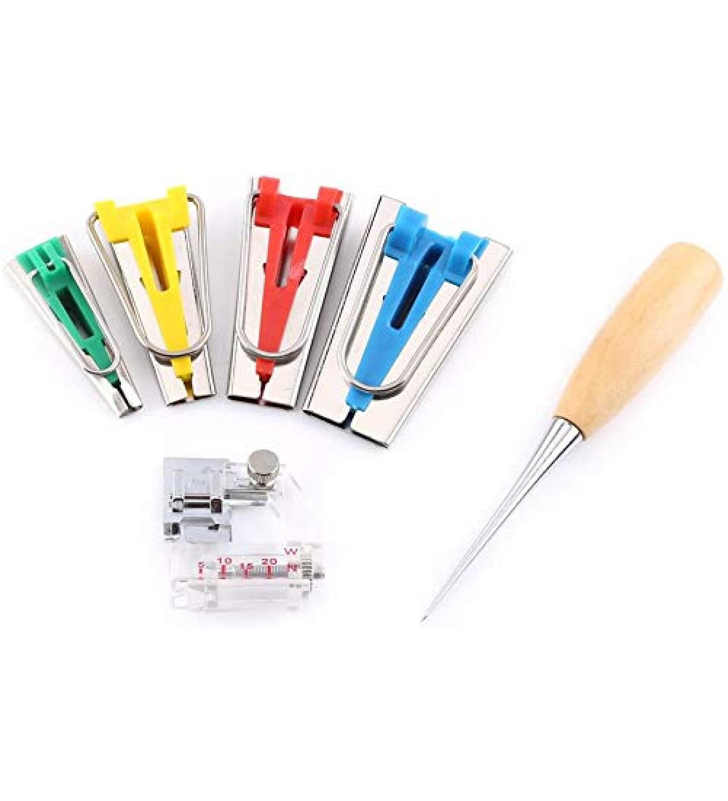 Yosoo Fabric Bias Tape Maker Awl Kit Set - Sewing Quilting Binding Tool Guide Strip - 6/12/18/25mm - 6pcs - Buy Online on SooperMarket.com