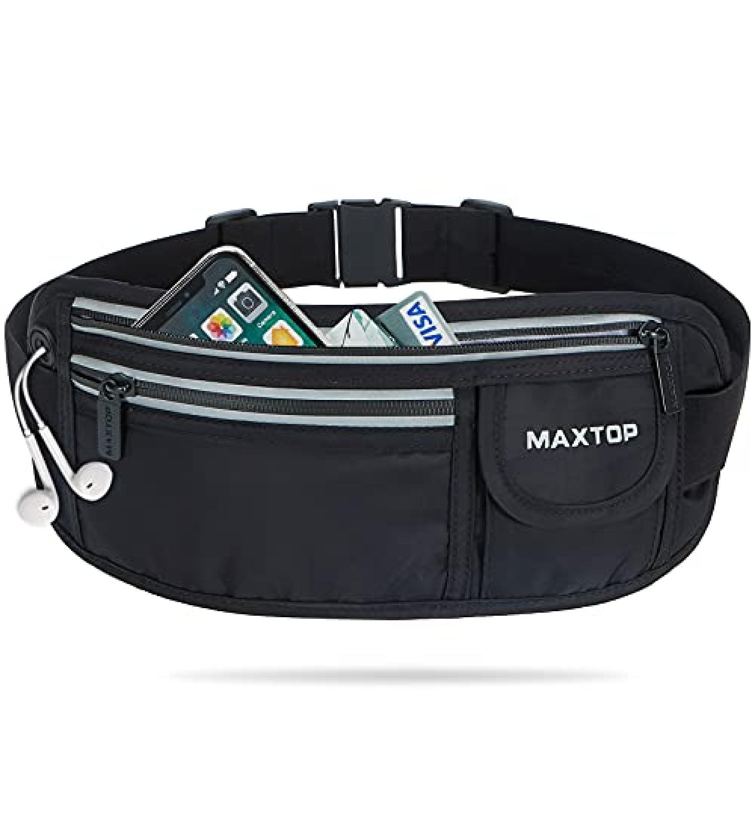 Waterproof Running Belt for Women Men - Black Fitness Fanny Pack for Hiking Gym Jogging - Fits iPhones Plus - Travel Waist Pack - Exercise Phone Holder & Money Belt - Medium - Buy Online on SooperMarket.com