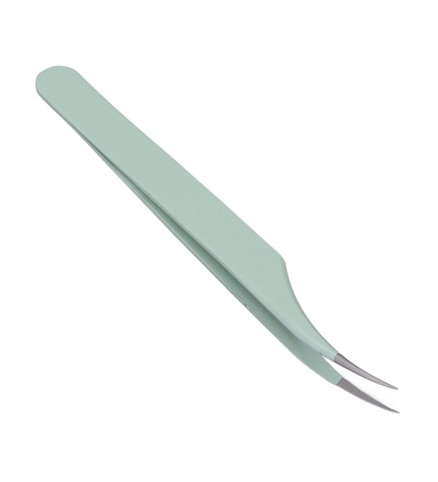 Curved Eyelash Tweezers - Ergonomic Stainless Steel Bright Color | Safe & Essential for Beauticians & Beauty Salons - International Shipping Available - Buy Online on SooperMarket.com