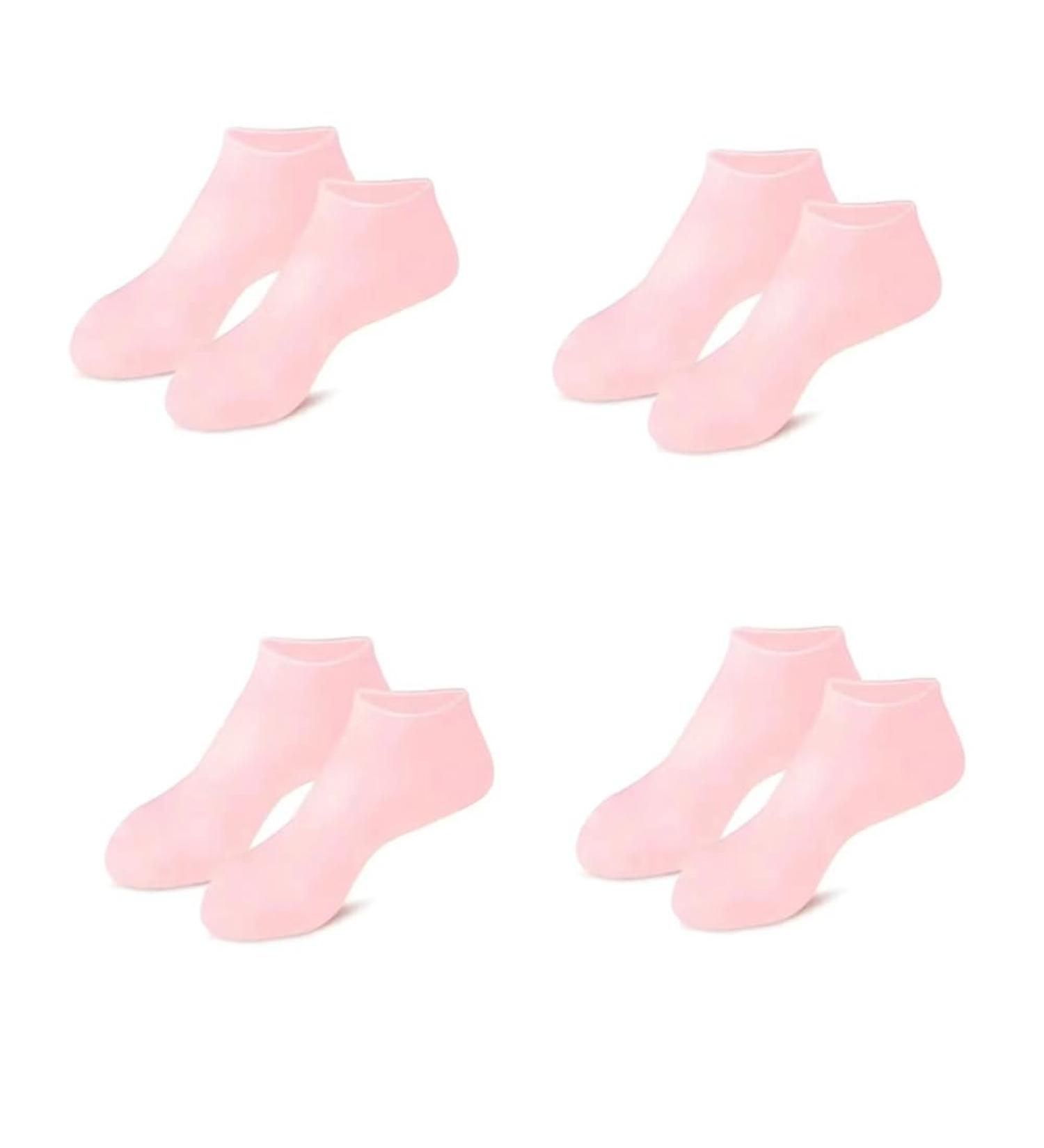 Closer 4 Pairs Full Foot Moisturizing Anti-Cracking Silicone Socks Foot Protectors to Prevent Heel Dryness Beach Socks Pink - Buy Online on SooperMarket.com