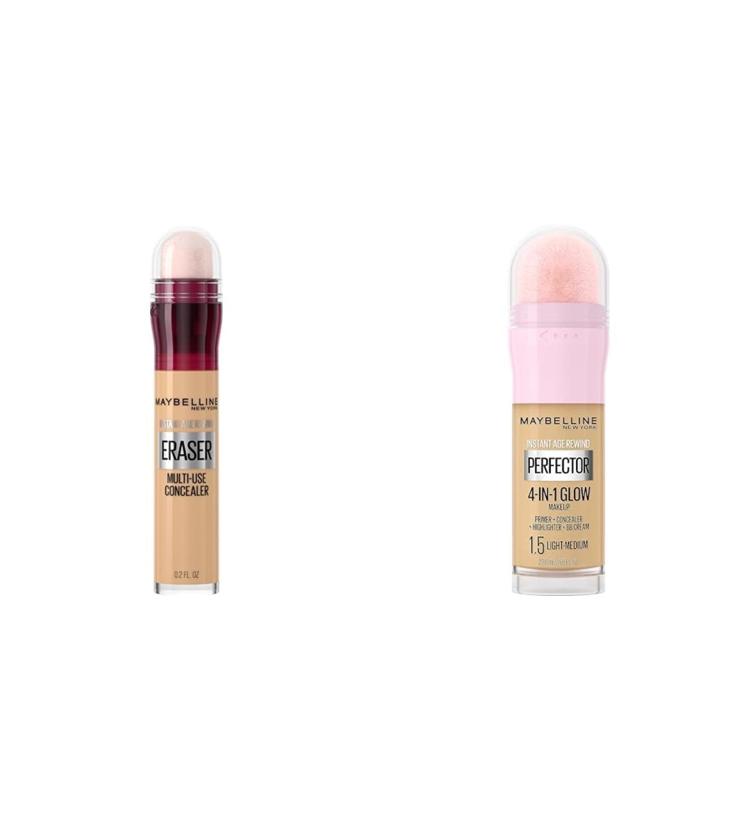 Maybelline New York Concealer Instant Age Rewind Sand 6 Milliliters (Packaging May Vary) & New York Instant Age Rewind - Face Makeup Instant Perfector 4-In-1 Glow Makeup Light-Medium 20 ml - Buy Online on SooperMarket.com