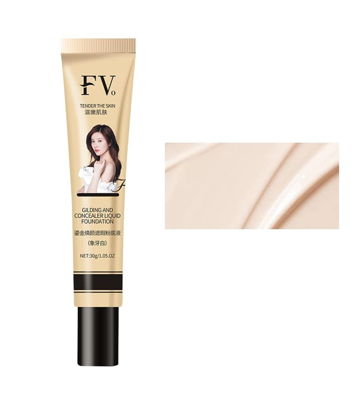 BTSEURY Full Coverage Liquid Foundation 30g - Ivory | Waterproof & Long Lasting Makeup Base Cream - Buy Online on SooperMarket.com