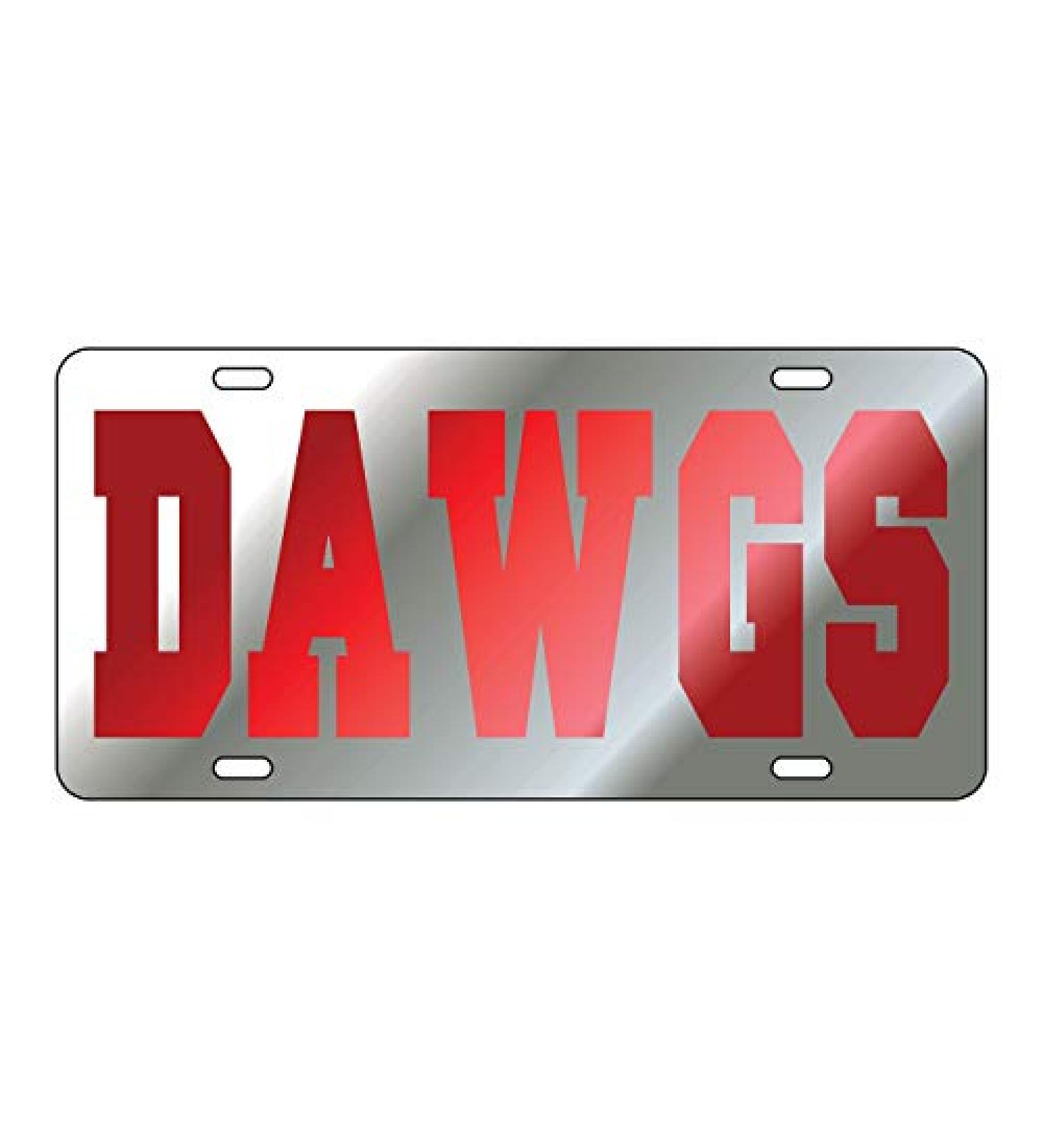 Sports Addiction Georgia Bullodgs Mirror Laser License Plate Tag Silver Background, Mirror Red - Dawgs