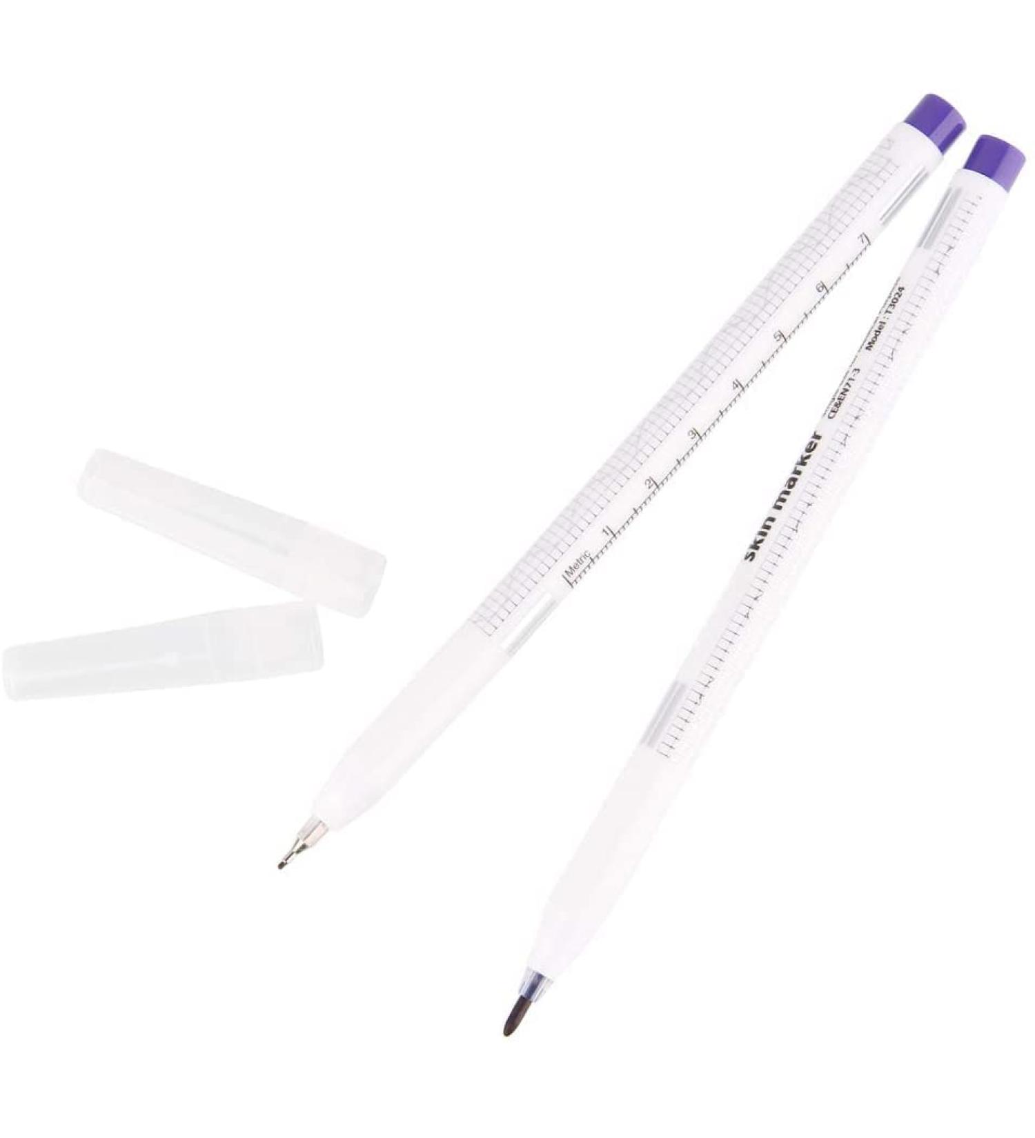 Beauty7 Tattoo Skin Markers Pen - Surgical Tip 0.5mm/1mm Body Art Scribe Tool with Ruler - 1 Pack - Buy Online on SooperMarket.com