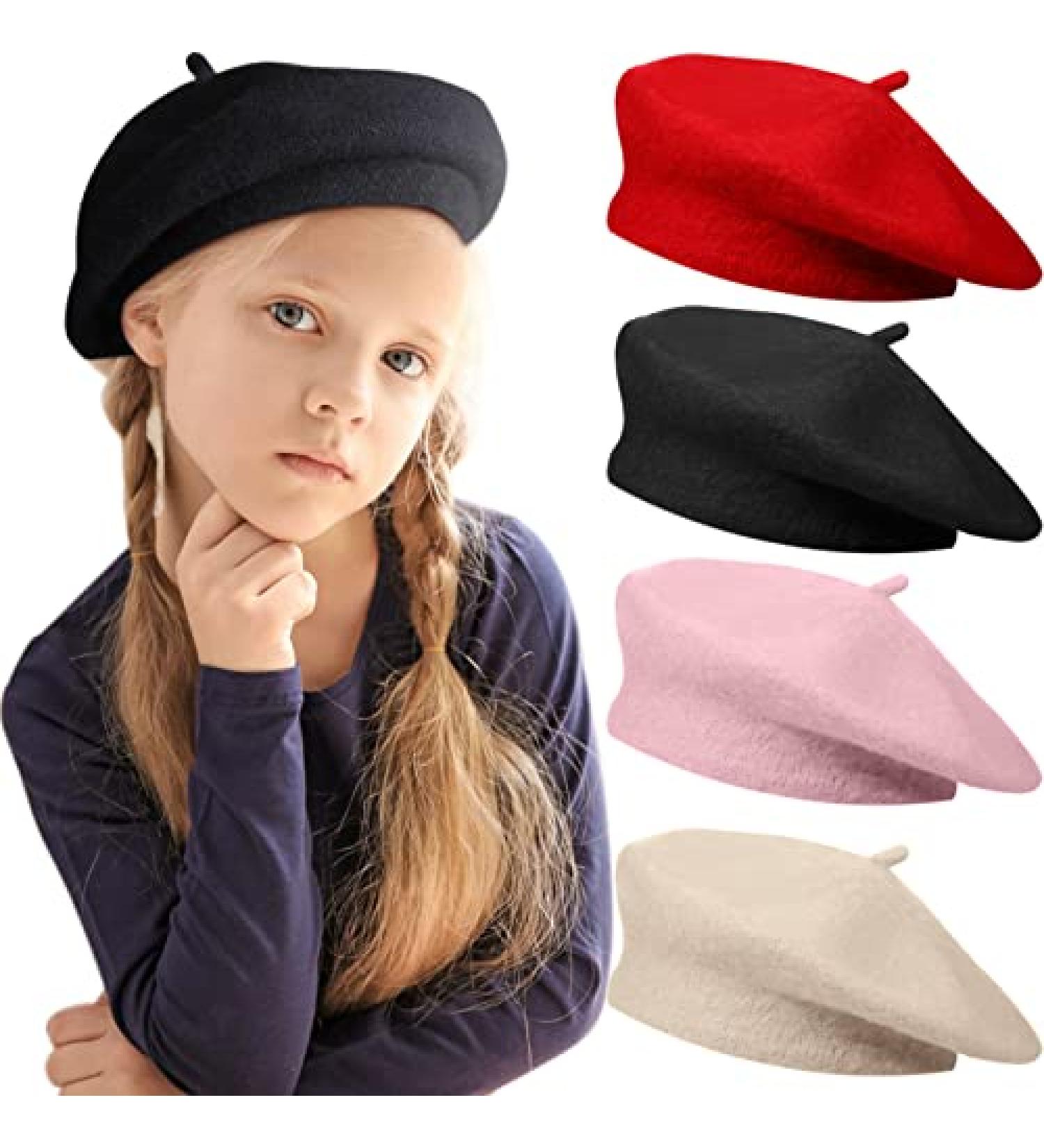 4 Pieces Toddler Wool Beret Set - Classic French Beret Hat for Girls - Buy Online on SooperMarket.com