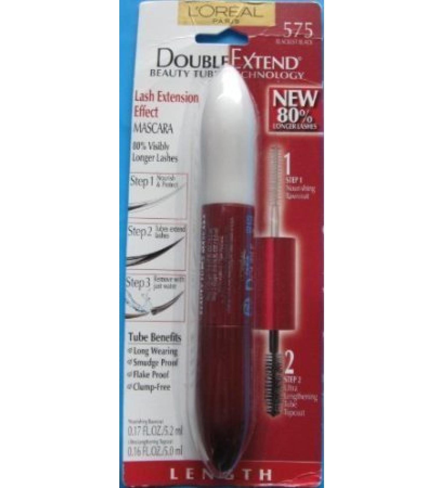 L'Oreal Paris Double Extend Beauty Tubes Mascara Blackest Black 0.33-Fluid Ounce 3 Ea (Pack of 3)
