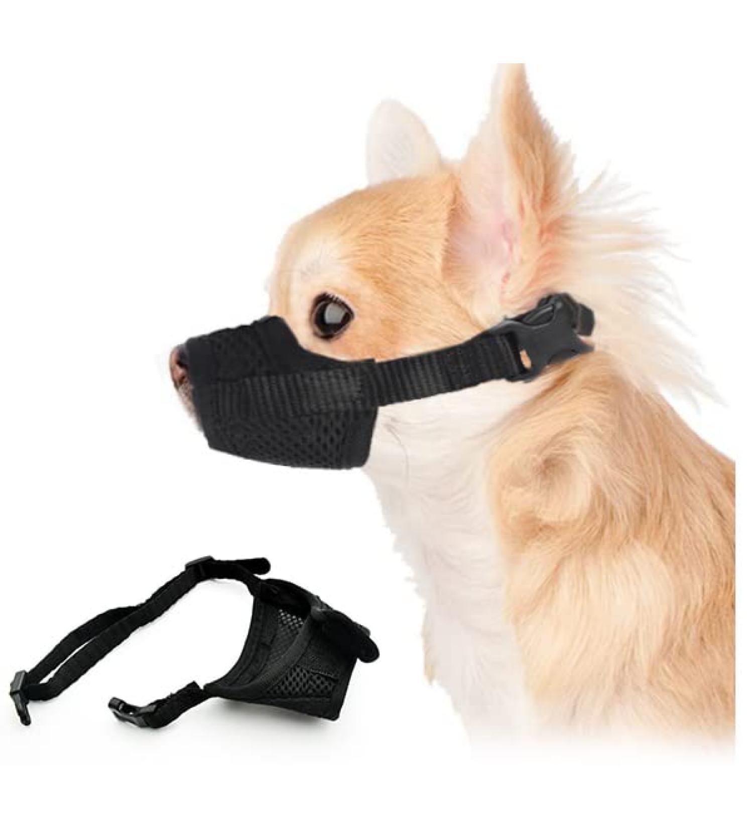 Best Dog Muzzle for Small & Medium Dogs - Prevent Biting Barking & Chewing | Breathable Nylon Design Soft Adjustable Fit - Buy Online on SooperMarket.com