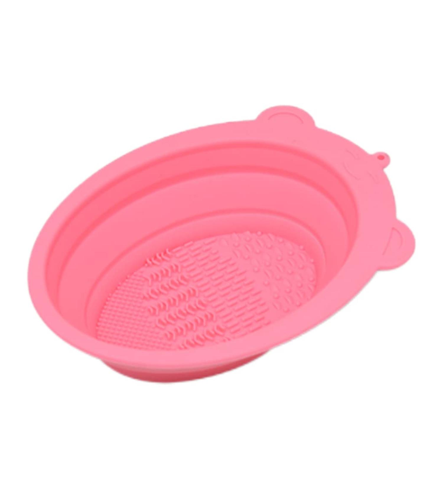 Makeup Brush Cleaning Mat Foldable Brush Cleaner Bowl Silicone Brush Cleaner Pad for Sponge Pink Cleaning pads - Buy Online on SooperMarket.com