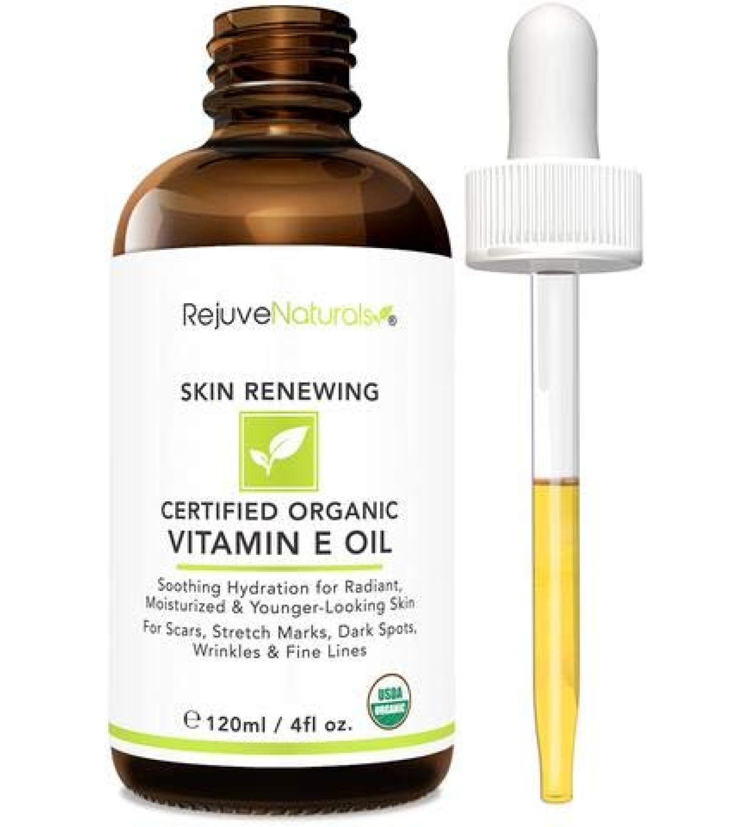 Organic Vitamin E Oil - 100% Natural, 4oz | Reduce Scars, Stretch Marks & Wrinkles | Hydrating Face & Body Moisturizer - Buy Online on SooperMarket.com
