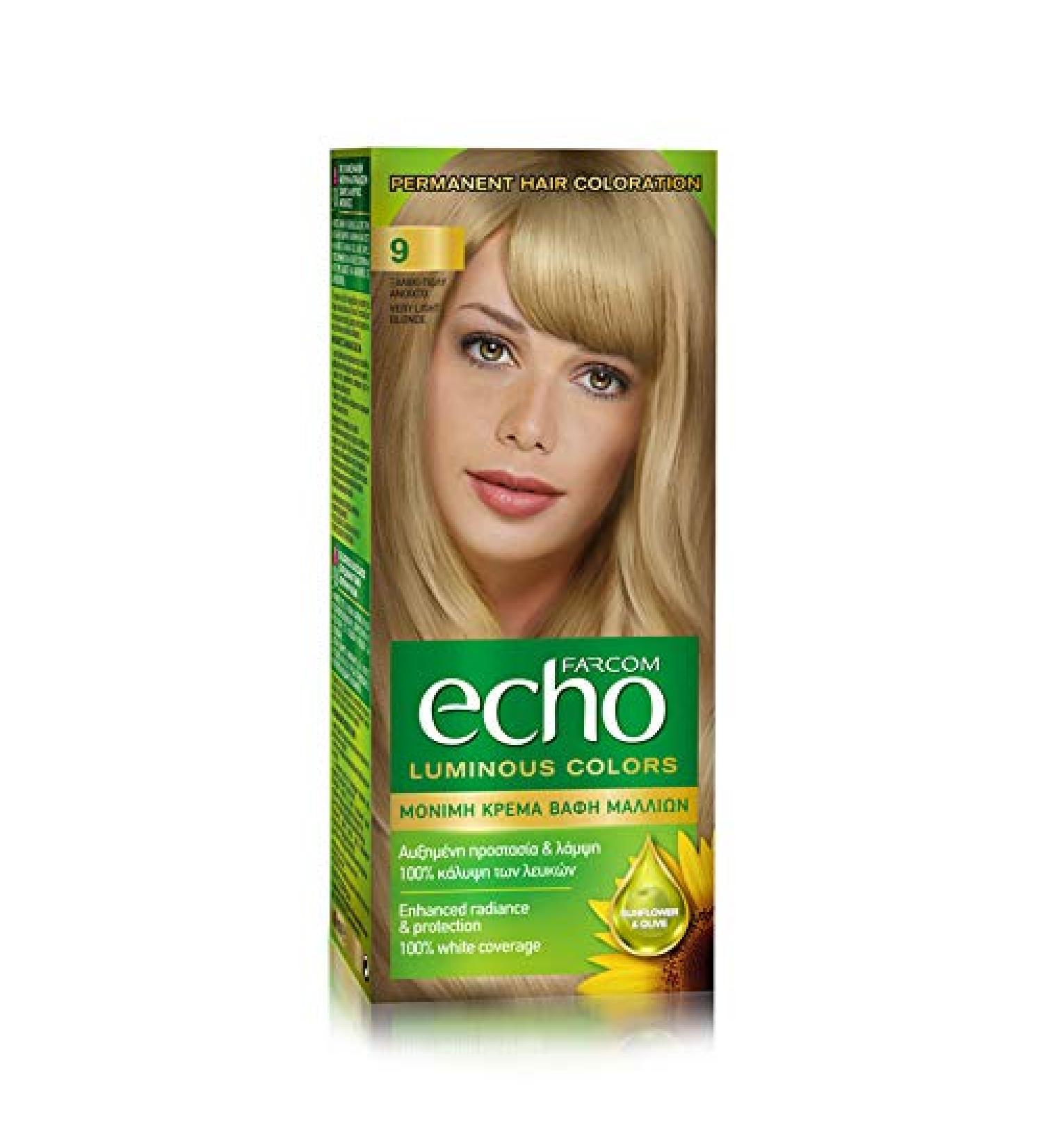 FARCOM Echo hair color with natural olive extract and vitamin C 60ml (9 very light blonde) - Buy Online on SooperMarket.com