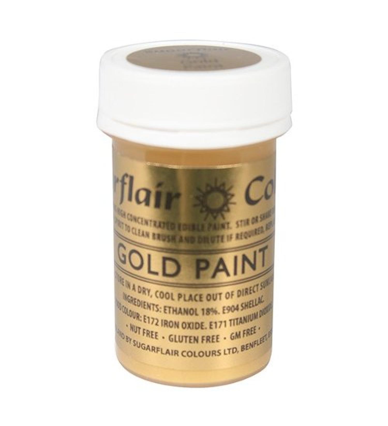 2 x Sugarflair Gold Edible Paint Cake Icing Matt Colour Sugarpaste Decorating