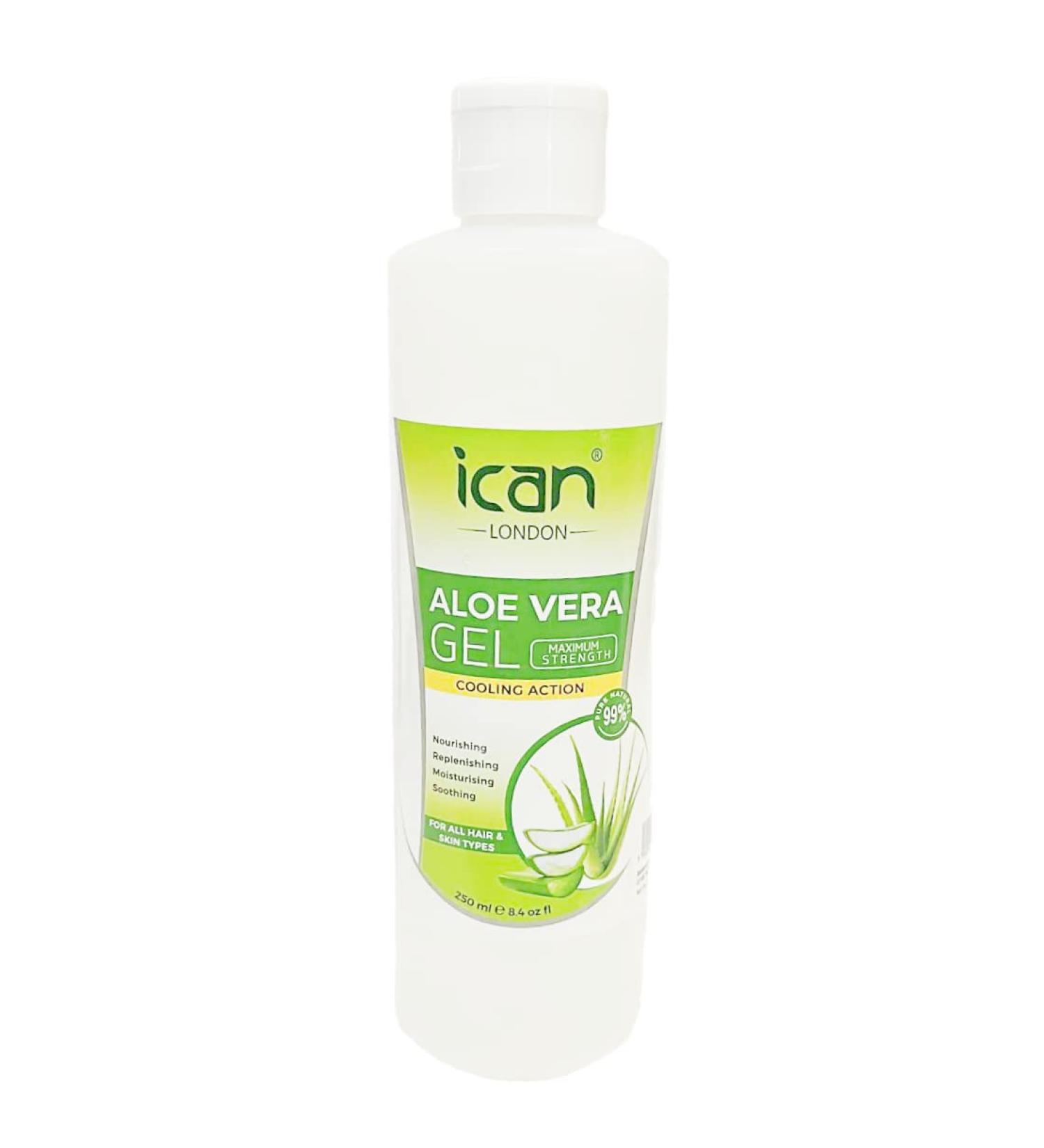 ican London Natural Aloe Vera Gel Maximum Strength Cooling Action Formula 250ml