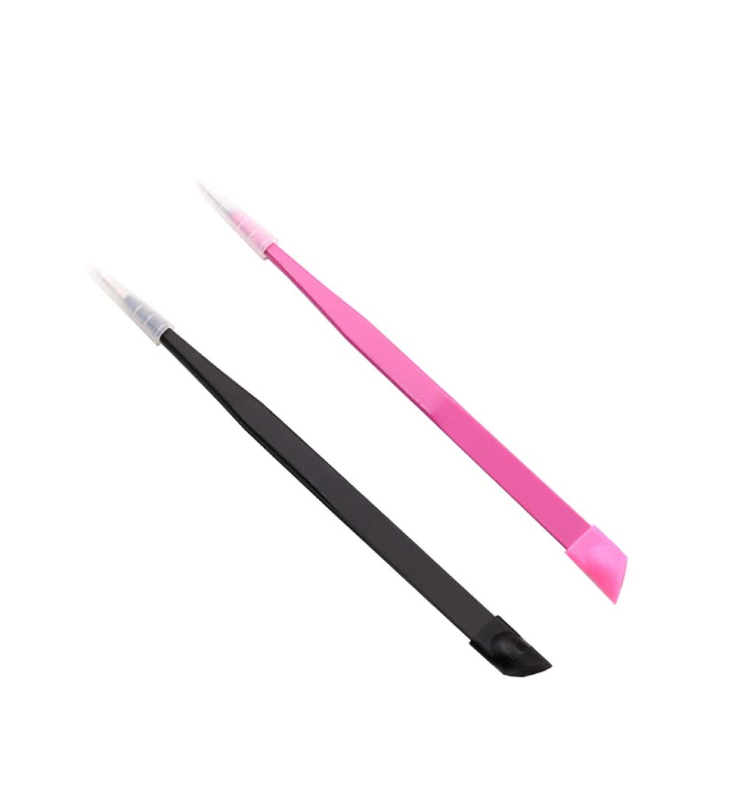 2 Pcs Metal Nail Tweezers Set for Precision Nail Art - Straight Tip Nipper Clippers with Silicone Pressing Head - Buy Online on SooperMarket.com
