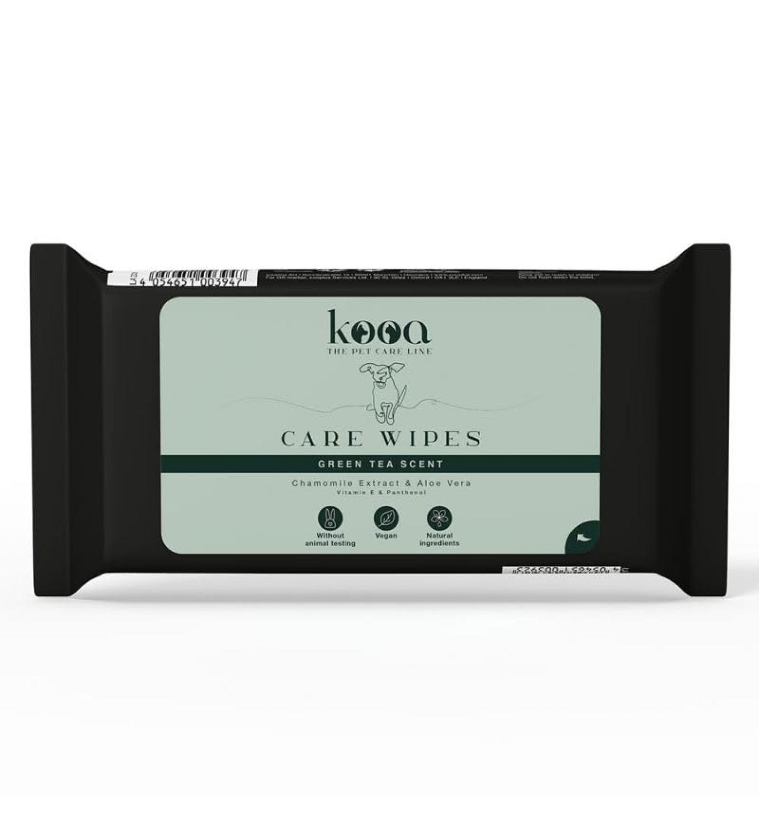 Kooa Care Cloths for Dogs - Chamomile Aloe Vera & Vitamin E Wet Wipes | 50 Pieces | Moisturizing Skin & Fur | Green Tea Fragrance | International Shipping - Buy Online on SooperMarket.com