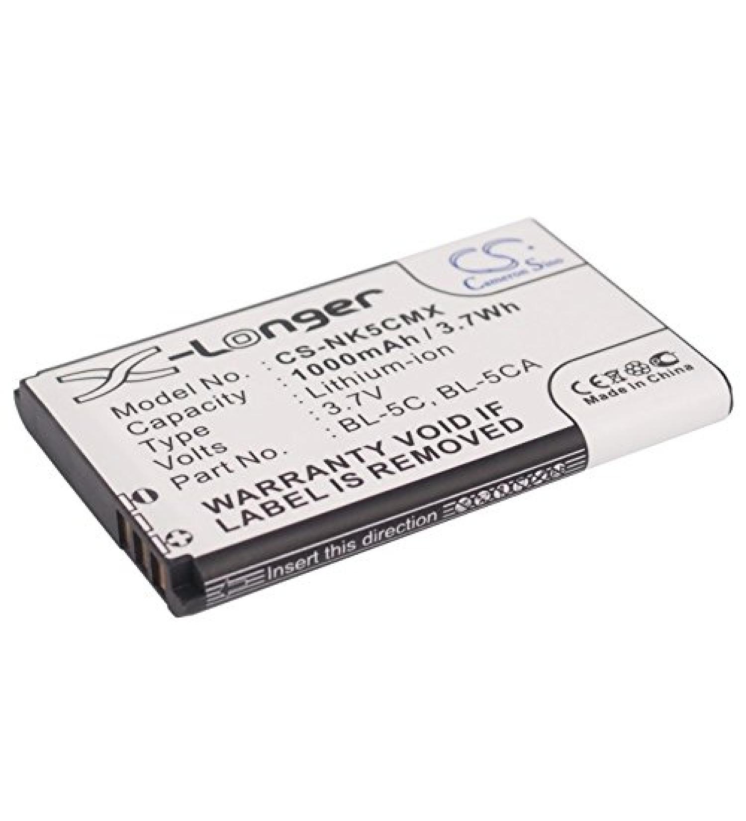 1000mAh Replacement Battery for BL-5C/BL-5CA - Compatible with Nokia Models 3650 3660 6030 & More - Fast International Shipping - Buy Online on SooperMarket.com