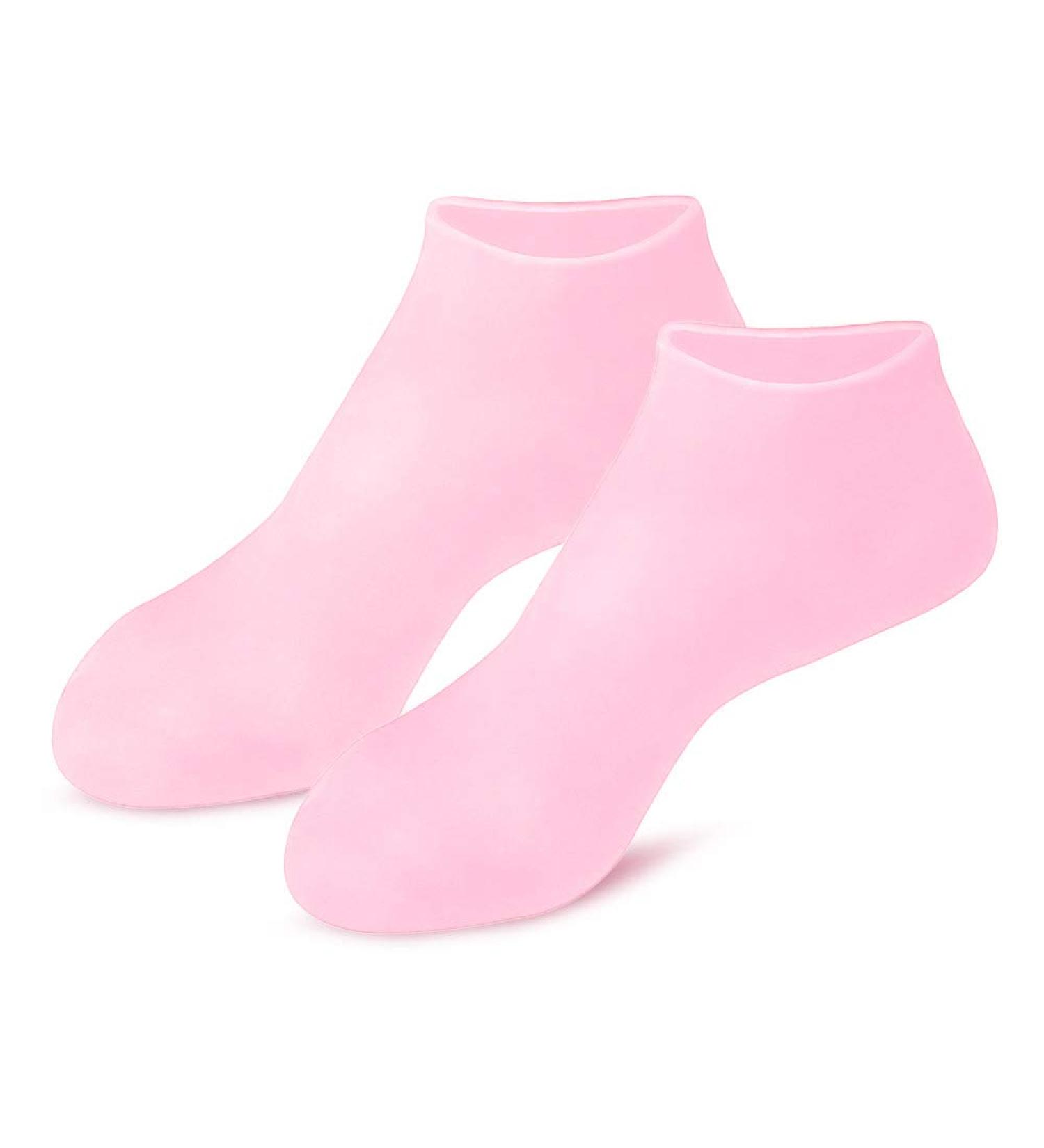 Silicone Gel Moisturizing Socks for Dry, Cracked Feet | Spa Foot Care Waterproof Socks | Fits US Size 6-9 | Pink - Buy Online on SooperMarket.com