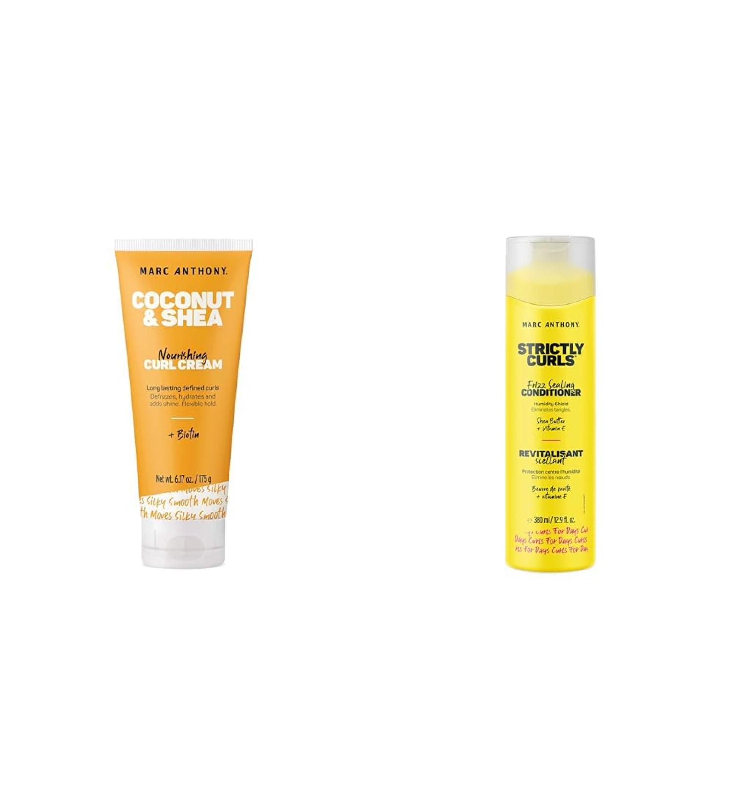 Marc Anthony Coconut Oil & Shea Butter Curl Defining Cream Anti Frizz Biotin Detangling Cream to Enhance Curls 175 g & Strictly Curls Frizz Sealing Conditioner 12.9 oz Hair Styling Agent + Conditioner 12.9 oz - Buy Online on SooperMarket.com