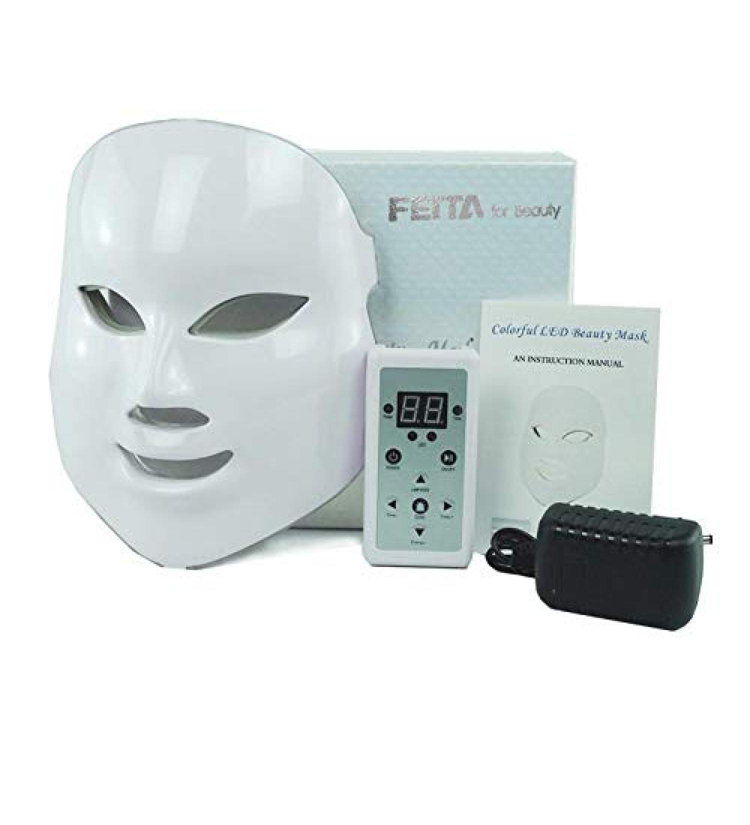 7 Color LED Light Therapy Mask - FEITA Photon Light Skin Rejuvenation Therapy Facial Skin Care Mask - Anti Aging - Reduce Wrinkles - Face Care Treatment - Buy Online on SooperMarket.com