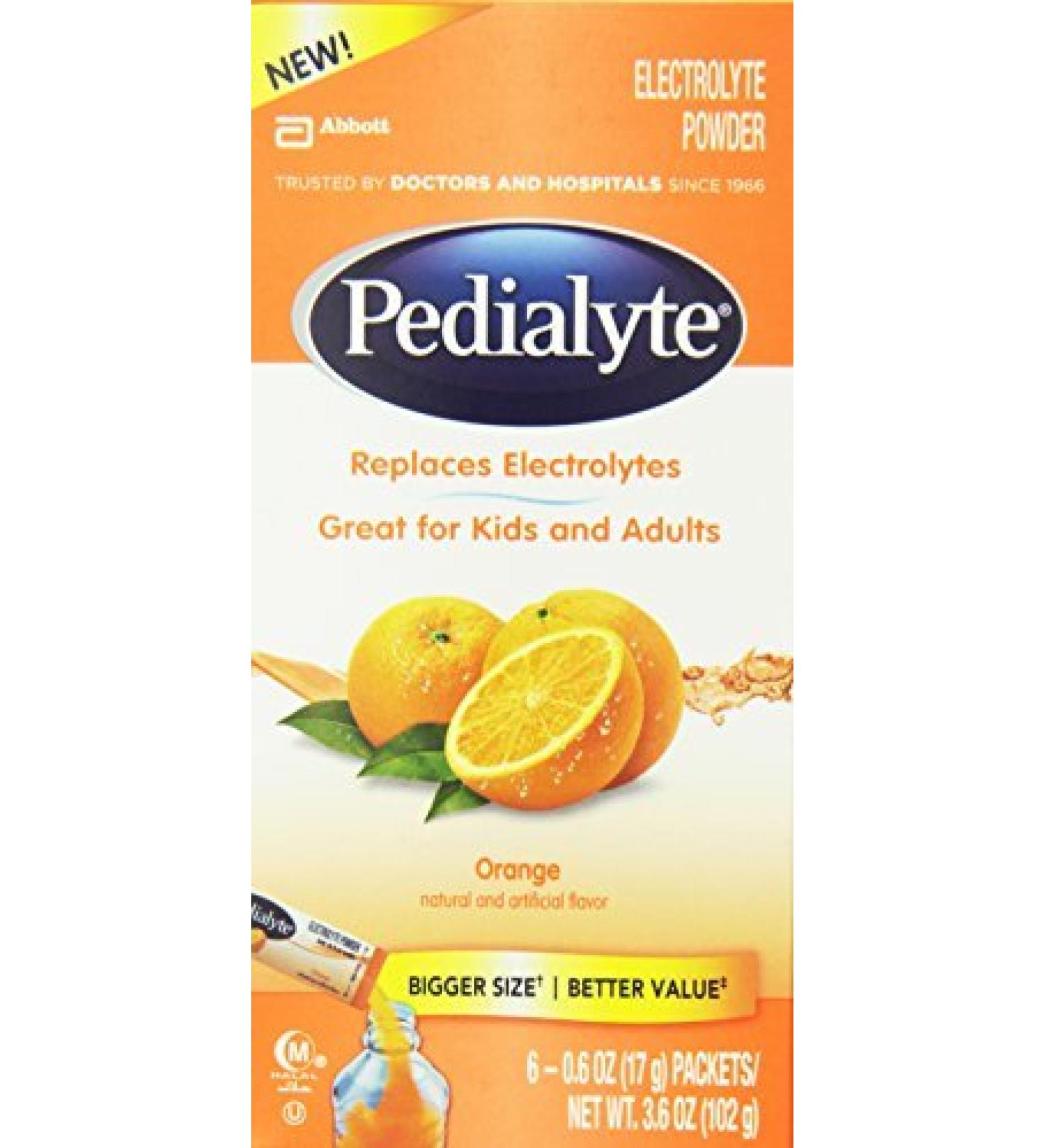 Pedialyte Large Powder Packs, Orange, 6 Count by Pedialyte