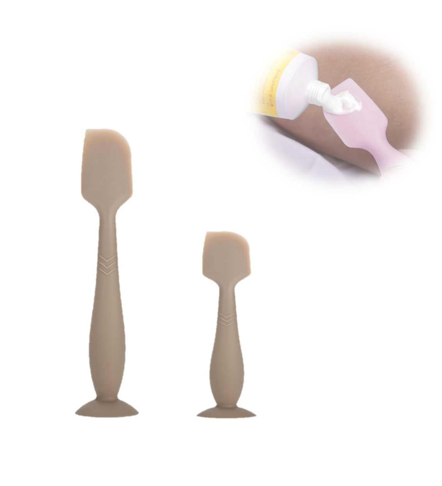 Silicone Baby Diaper Cream Spatula Set - 2 Flexible Applicators for Diaper Rash Relief - Beige - Buy Online on SooperMarket.com