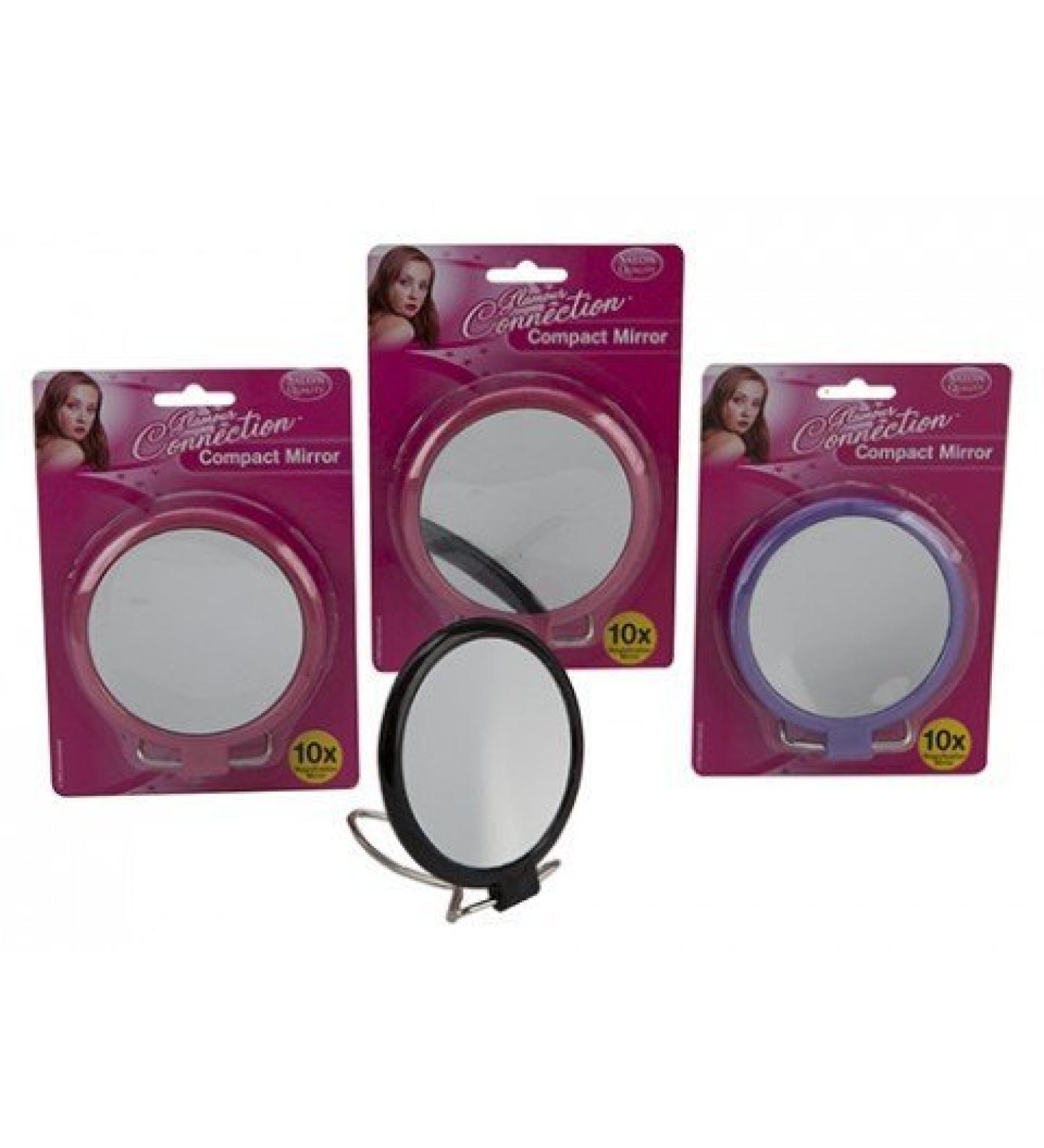 PMS ASST COL 2 SIDED 10X MAGNIFYIN 4" DIA COMPACT MIRROR ON