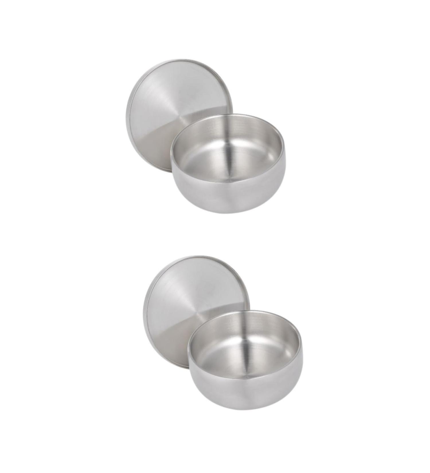 Beavorty 2-Pack Razor Soap Peel with Lid & Shaving Brush Holder | Premium Shaving Soap Bowl | Silver 11x11x6.5 cm - Ideal for Smooth Shaving - Buy Online on SooperMarket.com