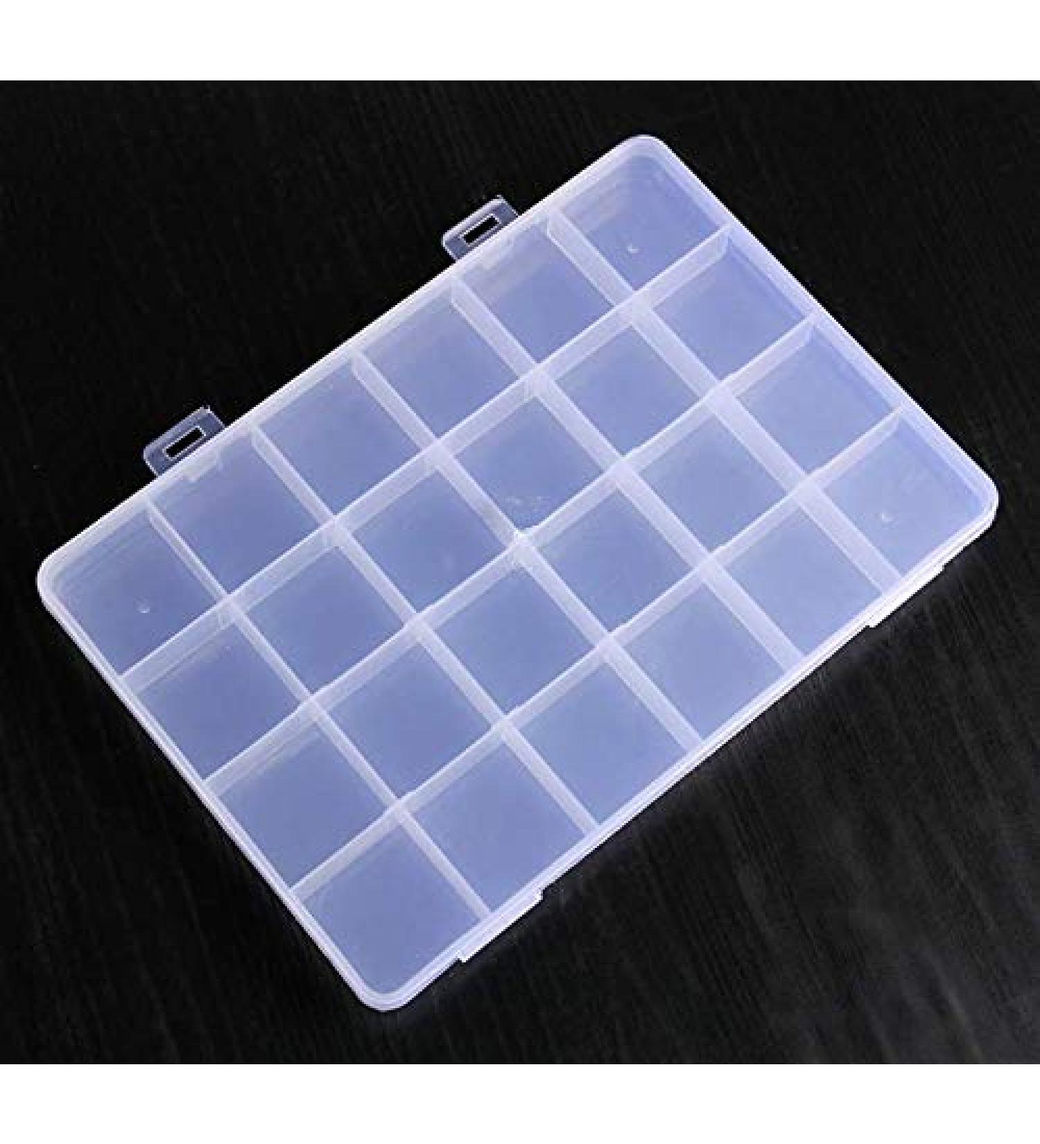 RLECS 2PCS Transparent Plastic Jewelry Organizer Box - 24 Slots Storage Container for Bead Rings Display - Buy Online on SooperMarket.com
