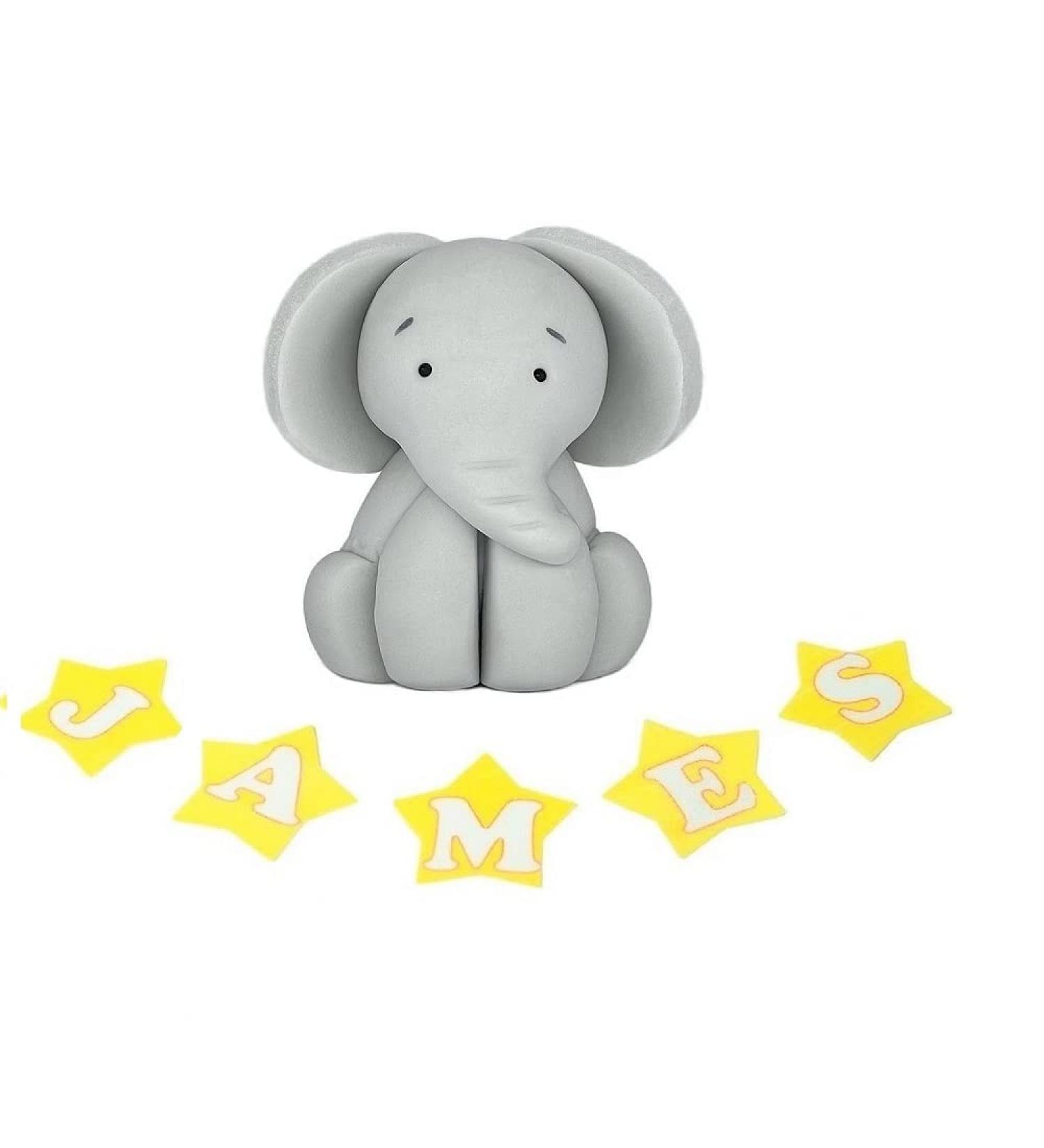 Personalised Elephant Cake Topper - Edible Fondant Safari Jungle Cupcake Decorations with an Edible Glue - Kids Birthday Supplies - Buy Online on SooperMarket.com