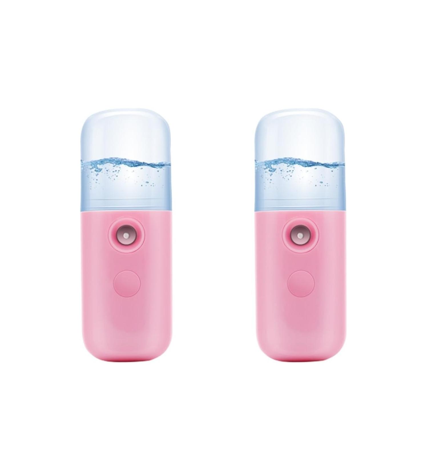 WOONEKY 2pcs USB Charging Steamer Mini Face Steamer Humidifier Face Sprayer Cool Facial Mister Pink - Buy Online on SooperMarket.com