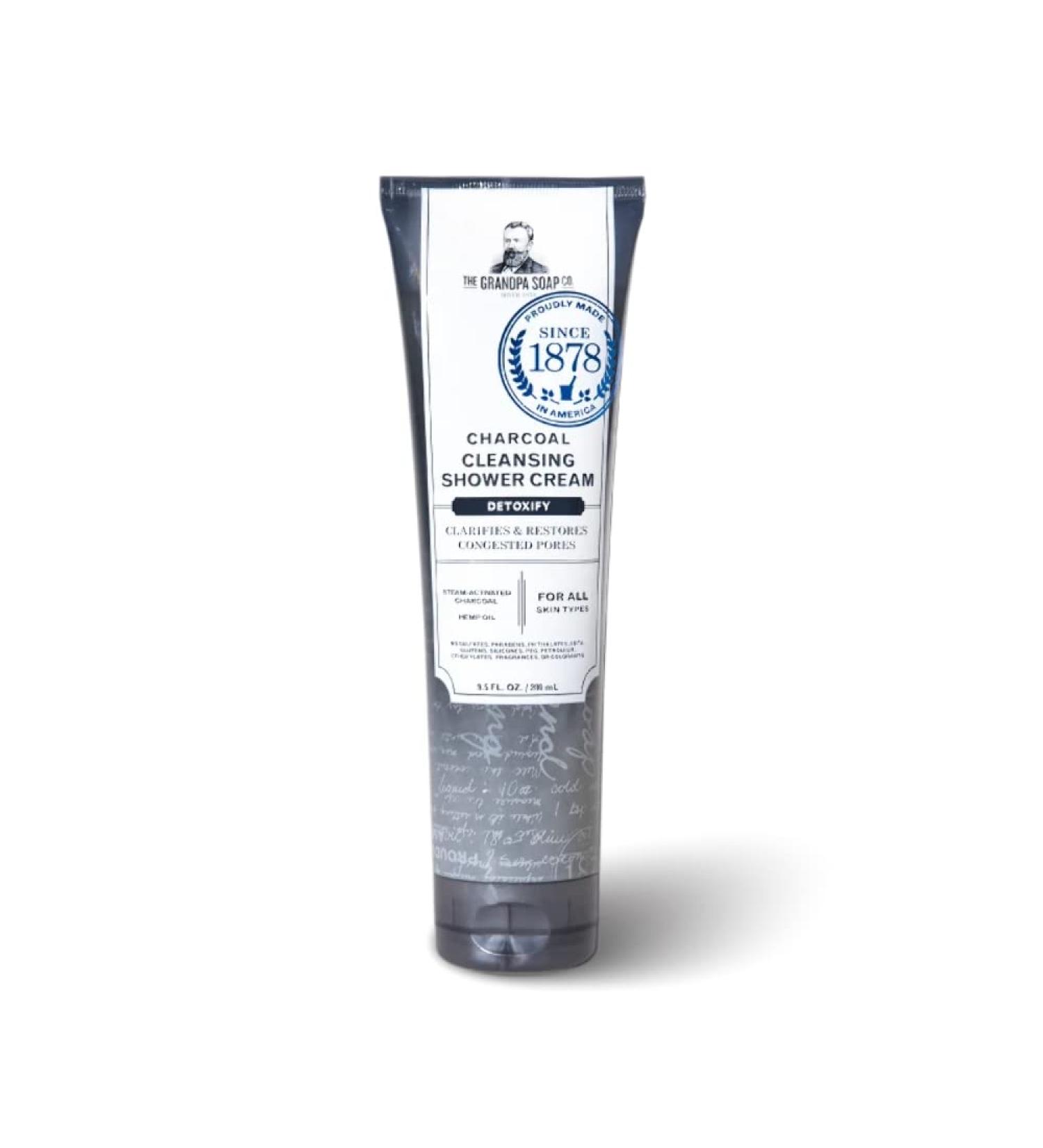 Charcoal Body Wash by The Grandpa Soap Company | Organic Hemp Oil + Mint Oils | Clean, Vegan & Cruelty Free Formula| Detoxifying Body Wash | Unisex | 9.5 Fl. Oz. Tube