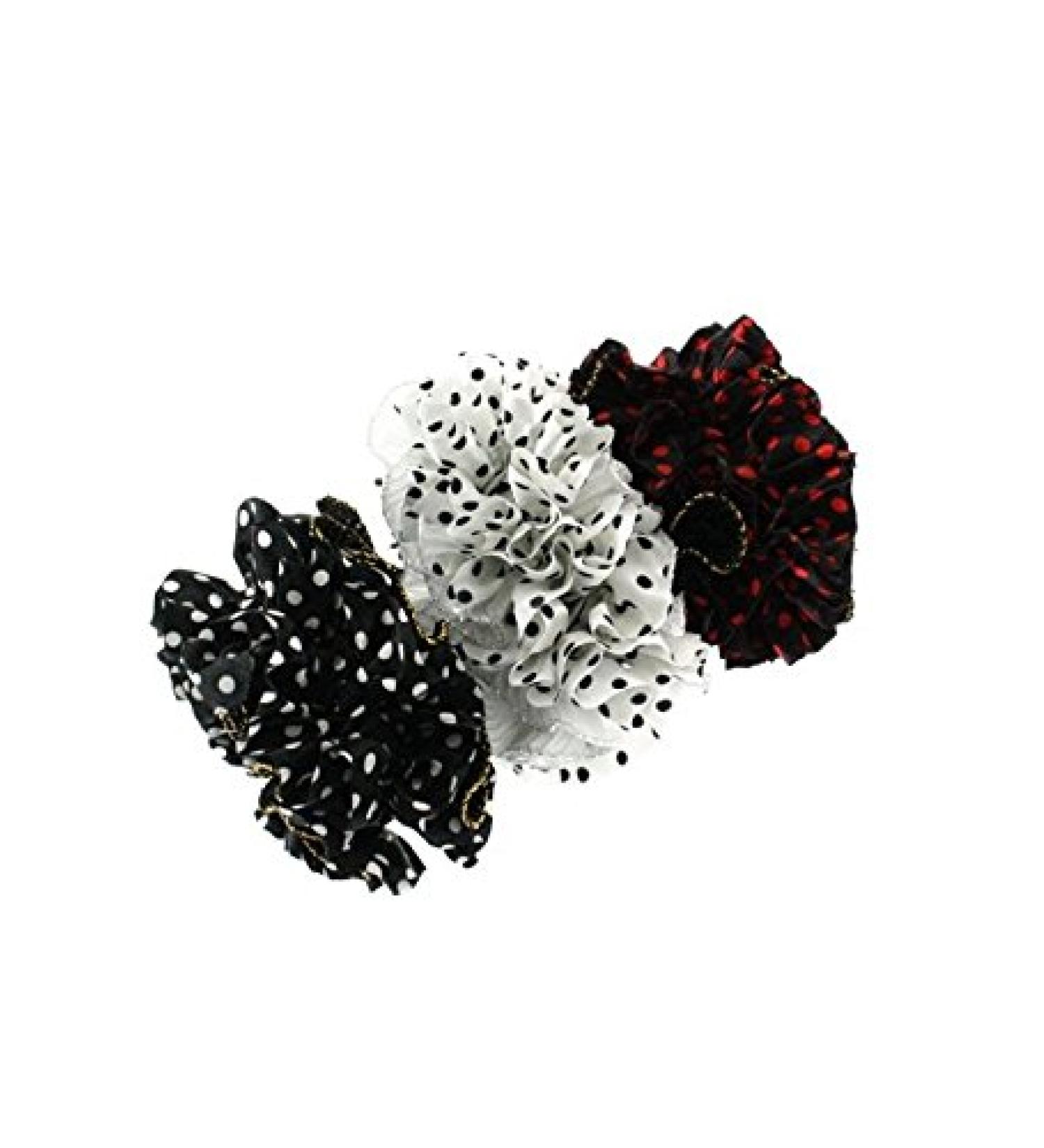 Set of 3 Double-Sided Polka Dot & Plain Frilly Ruffle Scrunchies/Garters - Buy Online on SooperMarket.com