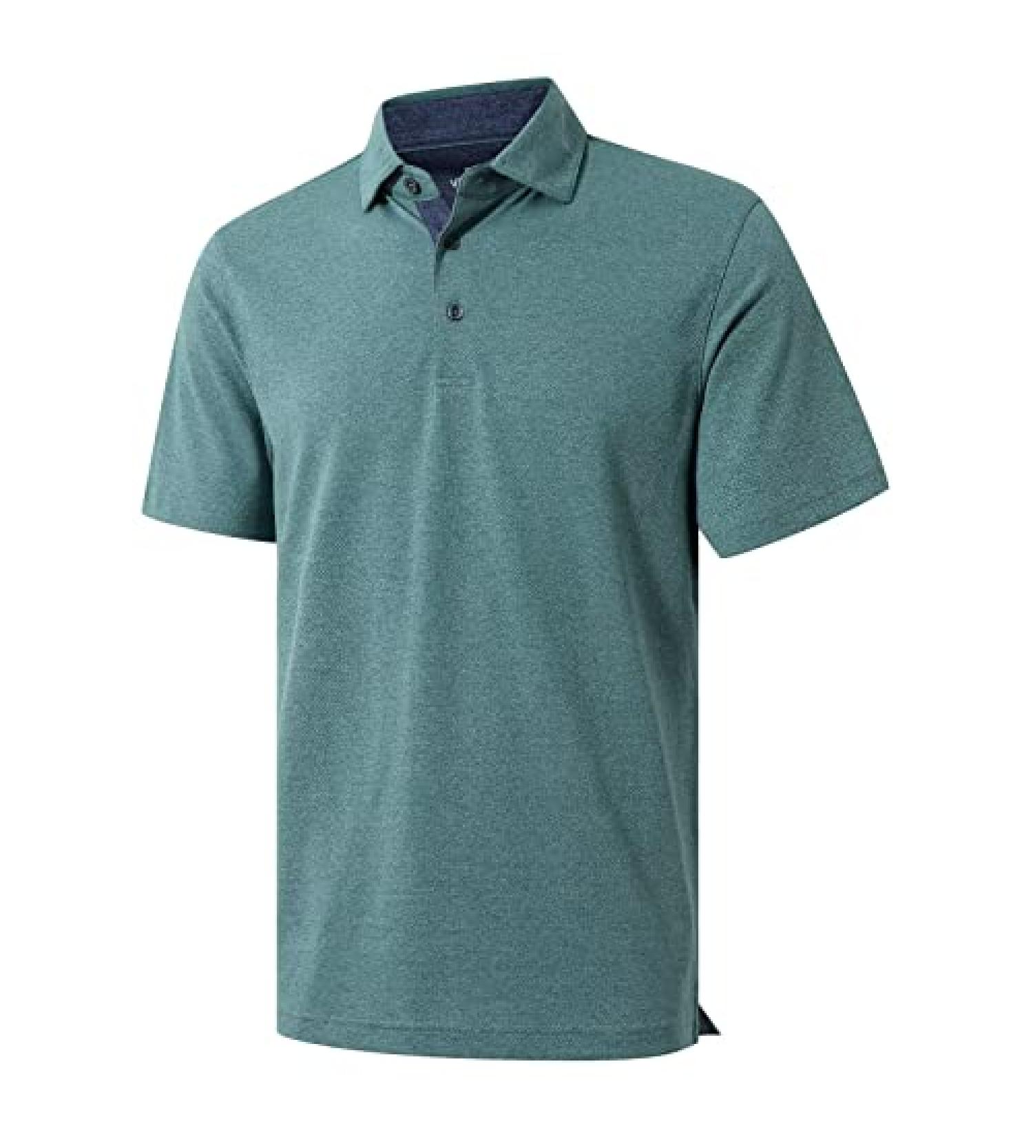 VEBOON Men's Short Sleeve Polo Shirt - Pine Green Heather, Large - Buy Online on SooperMarket.com
