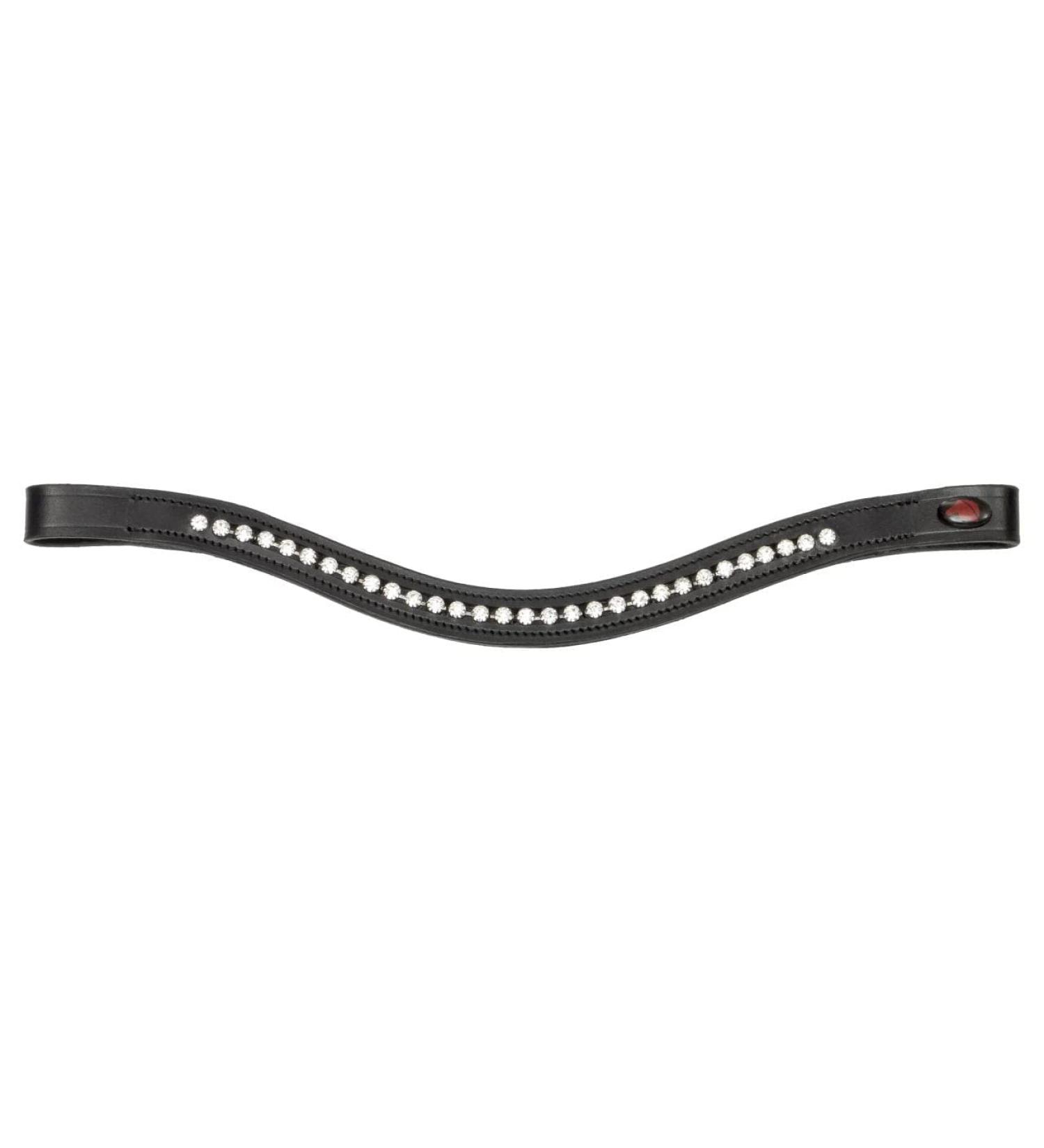 Headband for a horse warmblood thoroughbred cold blood Start Cadmus paint leather glittering string with rhinestone strass in blue and black curved for brown brown and black leather (cob black/silver) COB black/silver