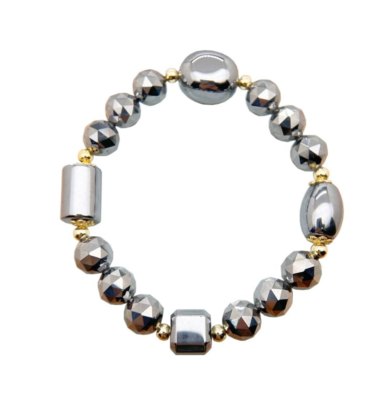 MuYu Art Faceted Bead Terahertz Bracelet Energy Healing Stone Magnetic Therapy Terahertz Bracelet 7 Inches for Women Men Adjustable Terahertz Bracelet - Buy Online on SooperMarket.com
